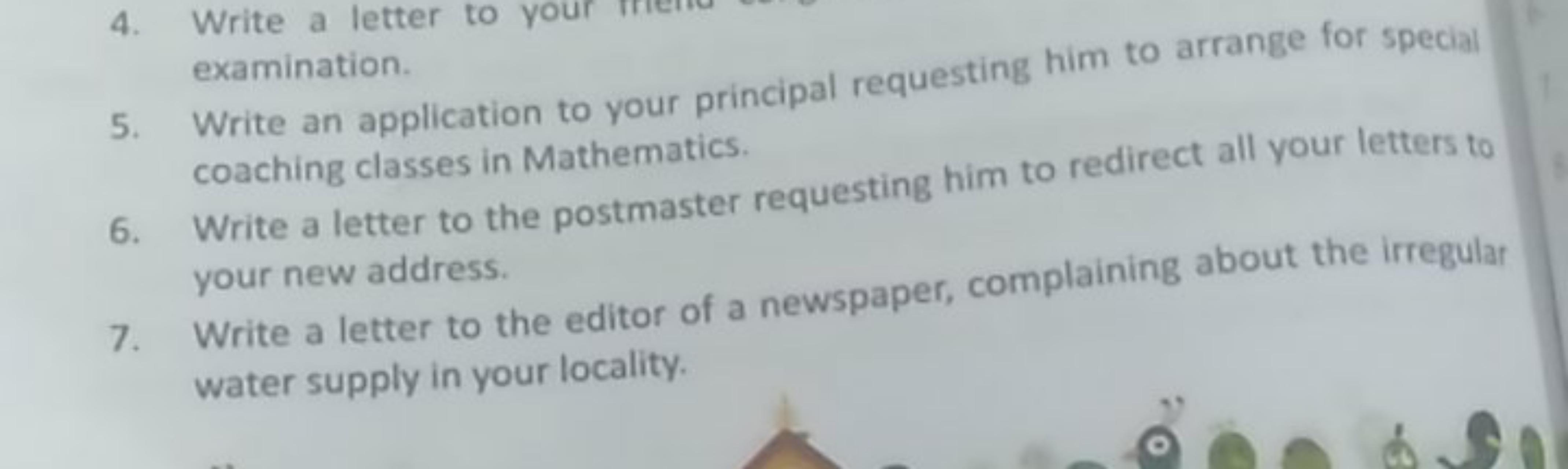 5. Write an application to your principal requesting him to arrange fo