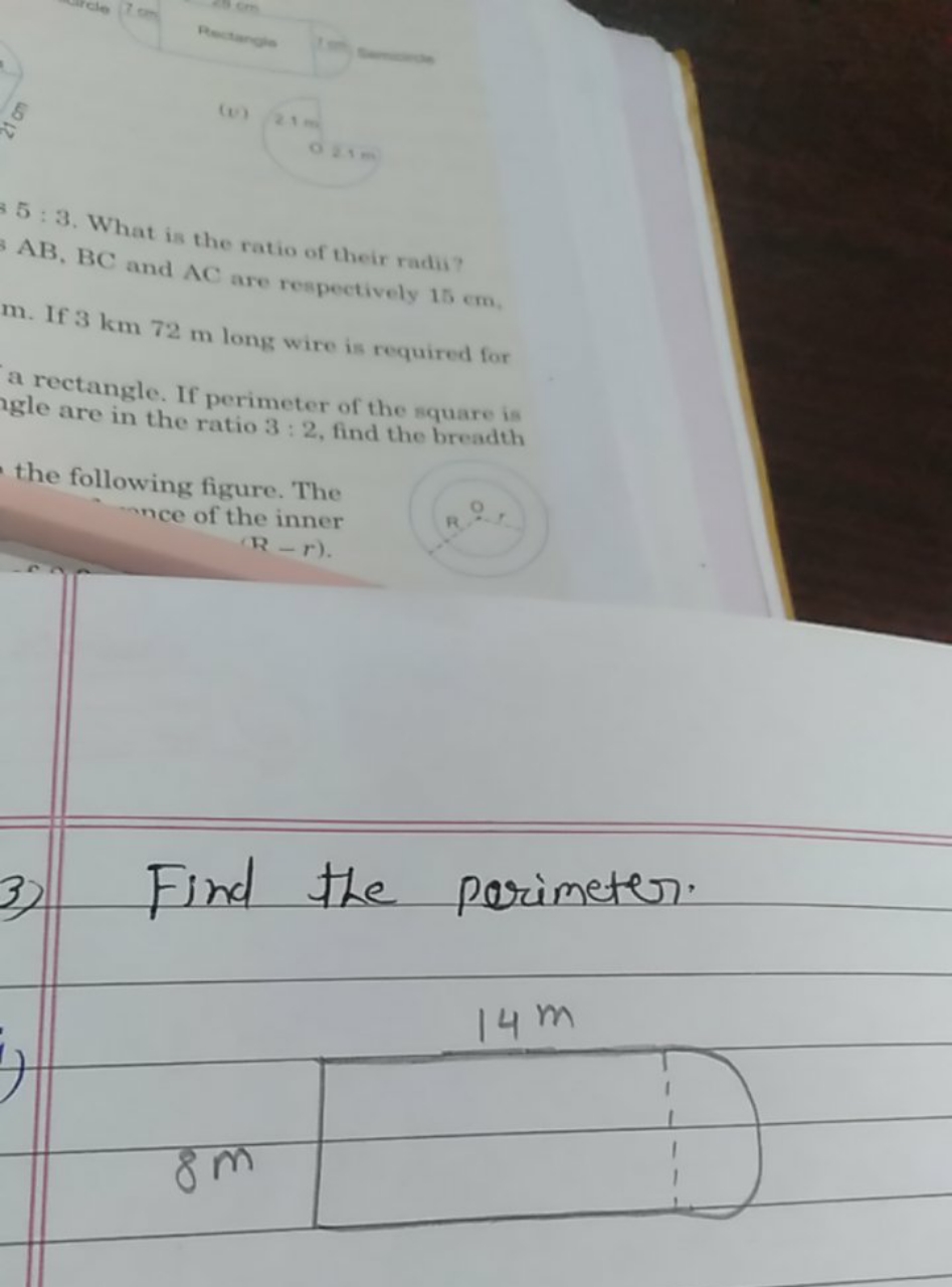 3:3. What is the ratio of their radii?
AB,BC and AC are respectively 1