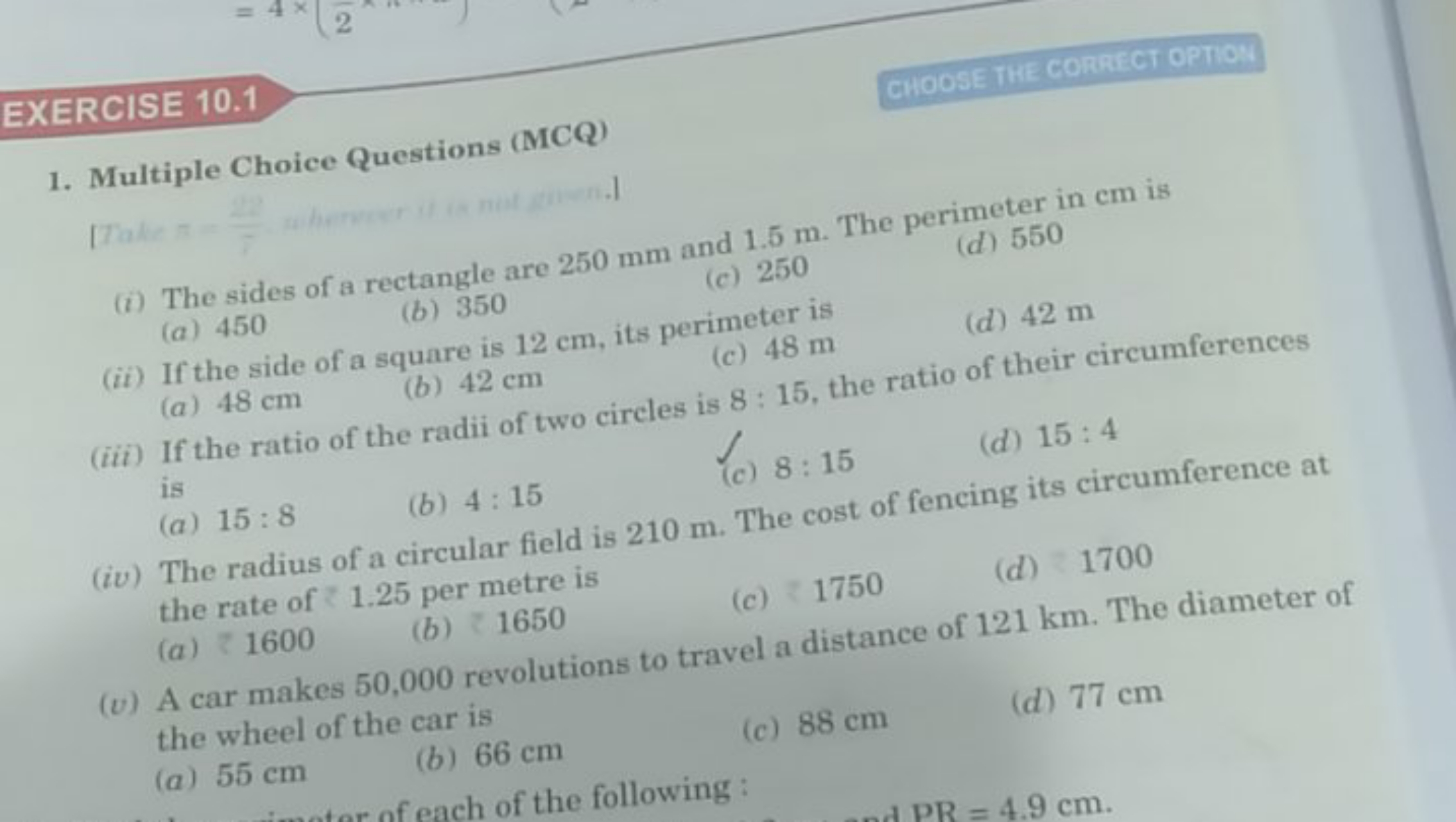 EXERCISE 10.1
CHOOSE THE CORRECT OPTIO:
1. Multiple Choice Questions (