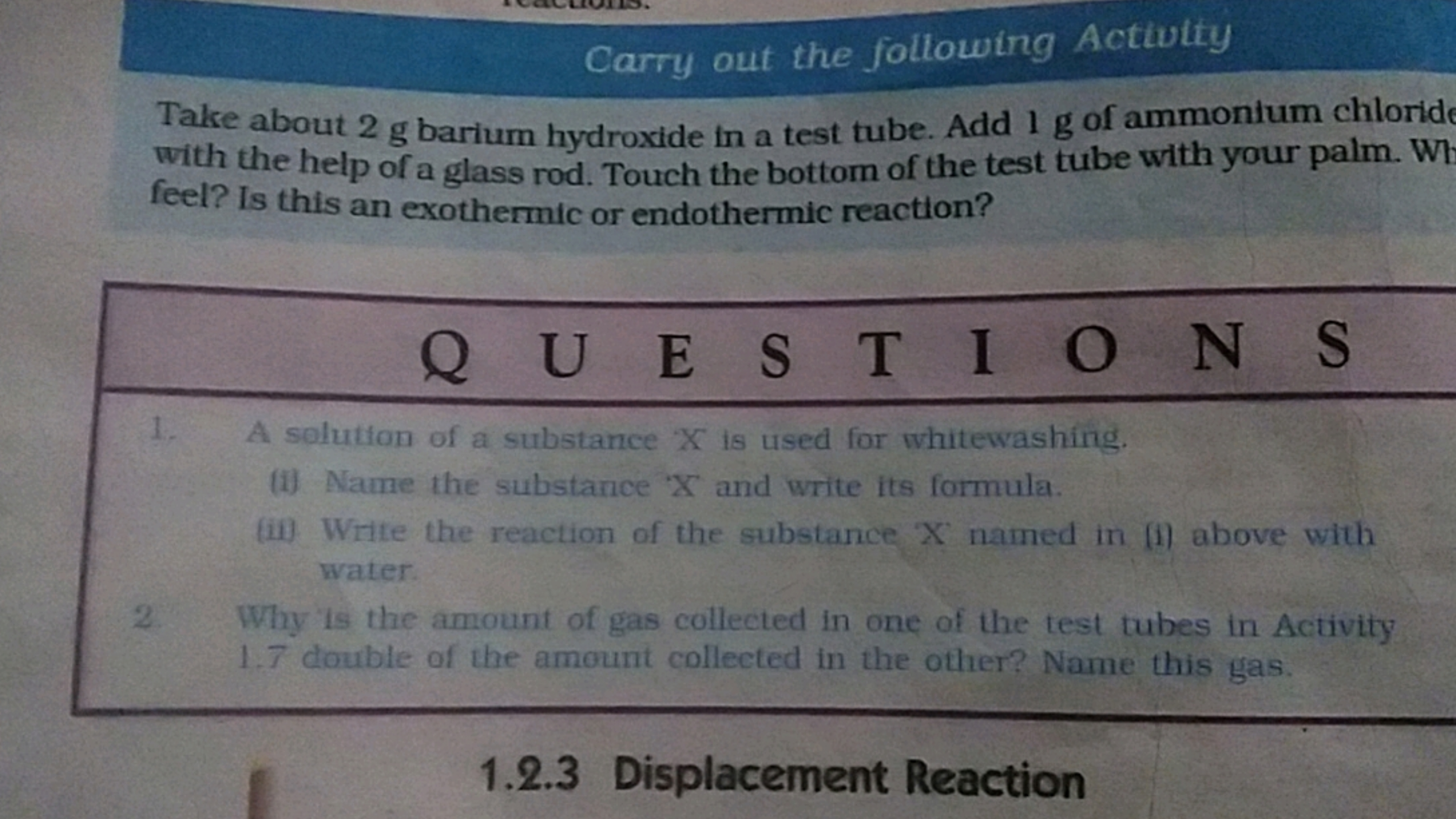 Carry out the following Activity
Take about 2 g barium hydroxide in a 