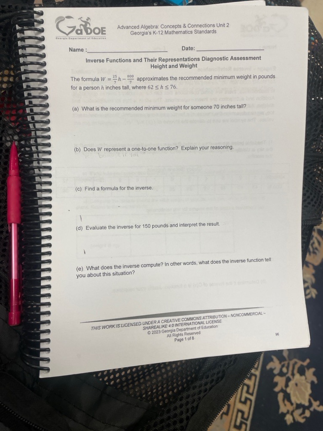 Advanced Algebra: Concepts \& Connections Unit 2
Georgia's K-12 Mathem