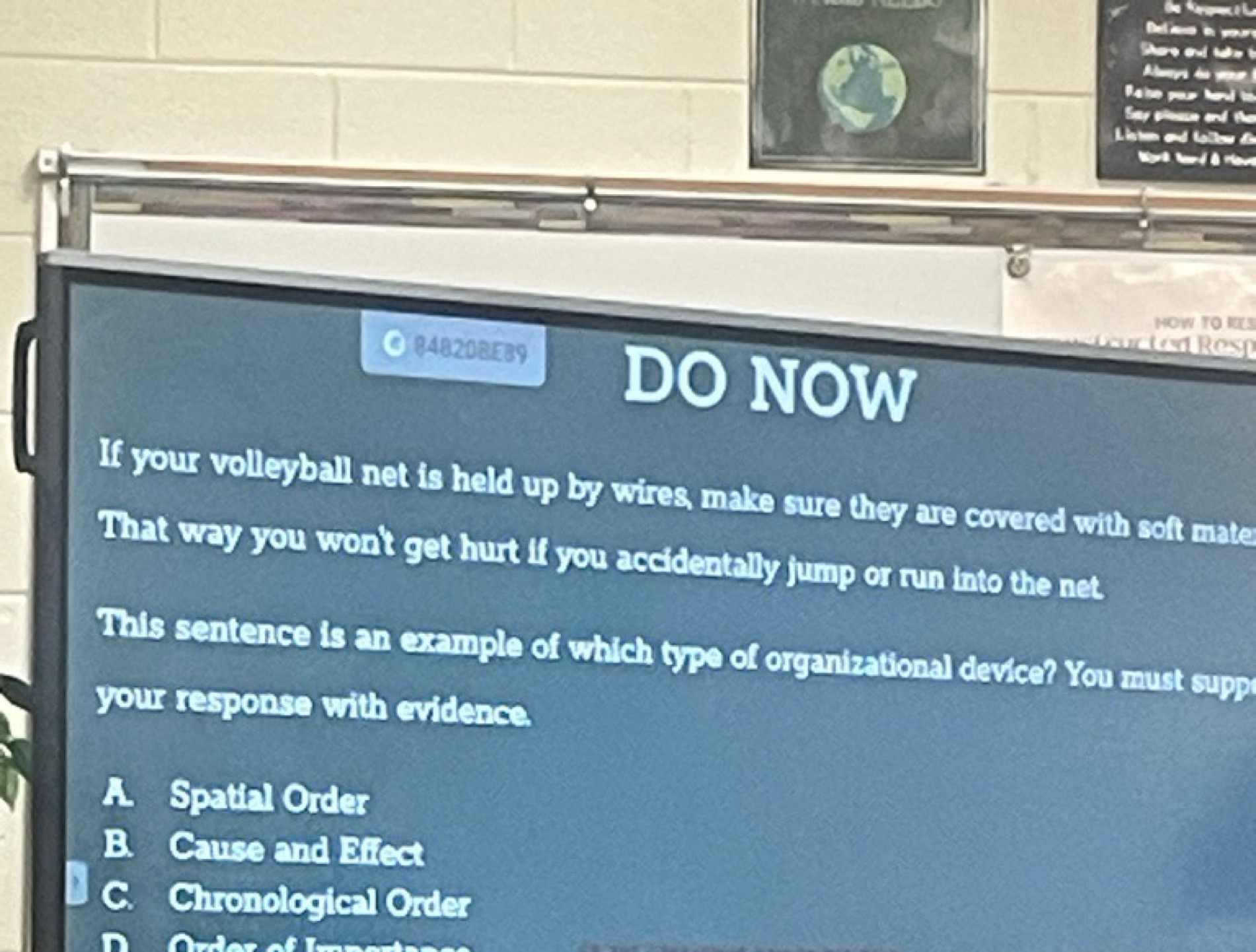 (6) 402002599

DO NOW
If your volleyball net is held up by wires, make