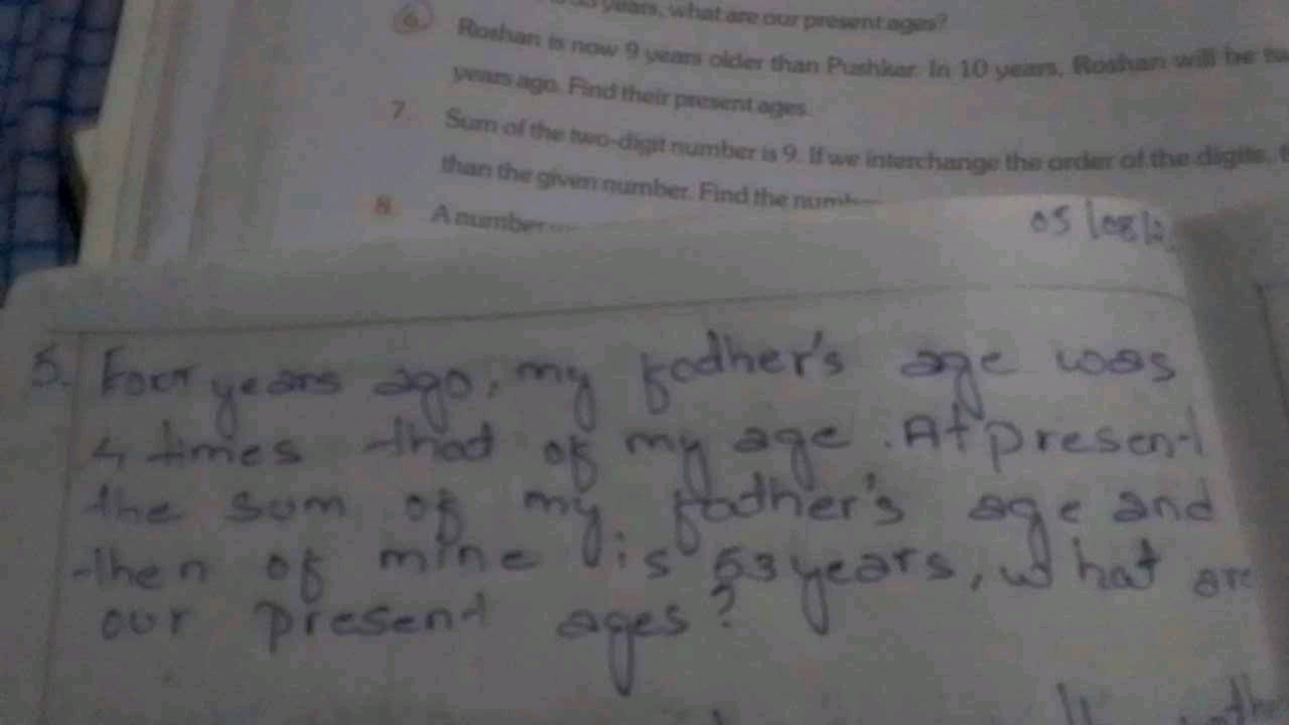 (6) Postratiot Whatsagn Find their present ages Sum of the two -digit 