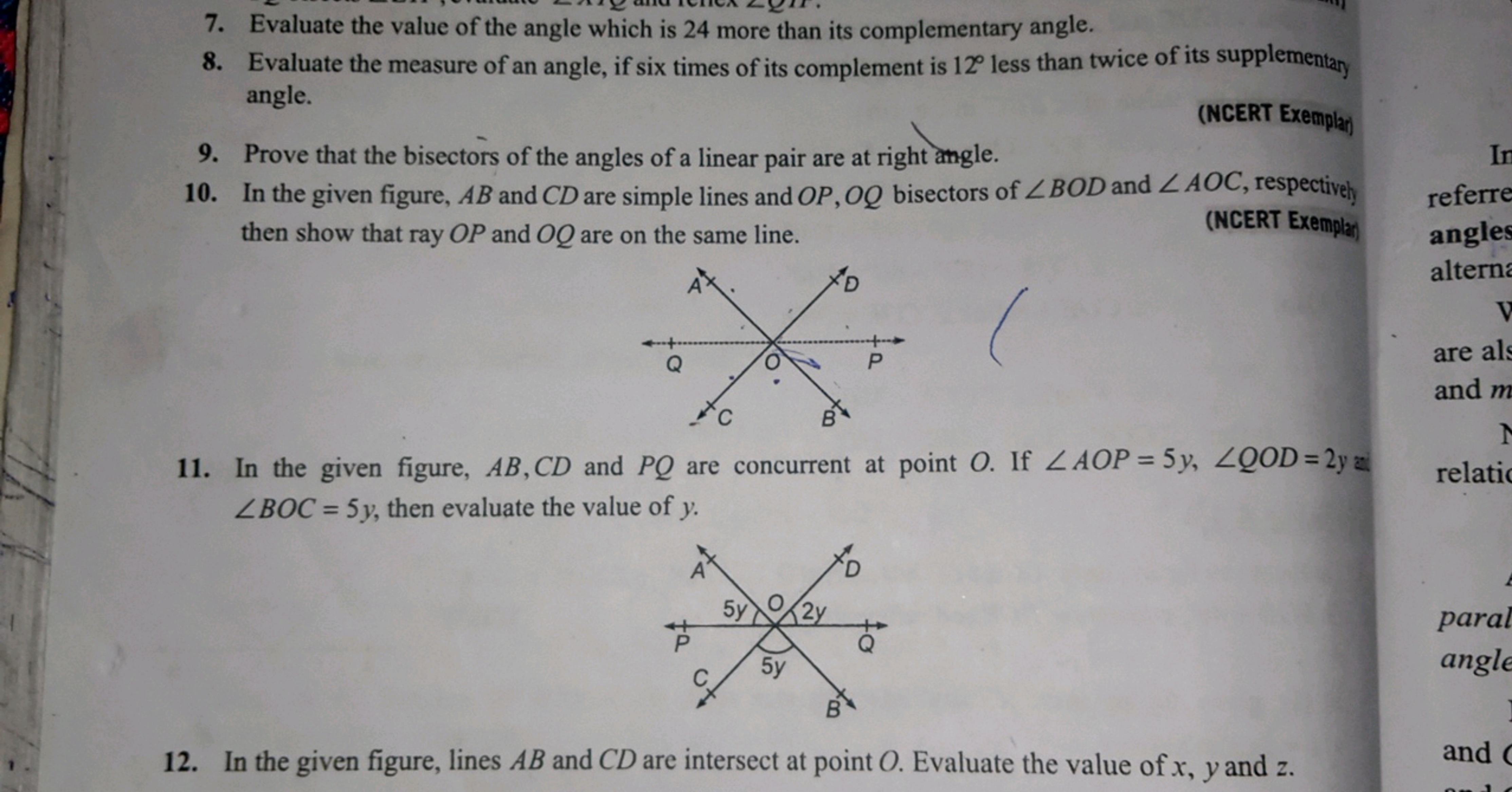 7. Evaluate the value of the angle which is 24 more than its complemen