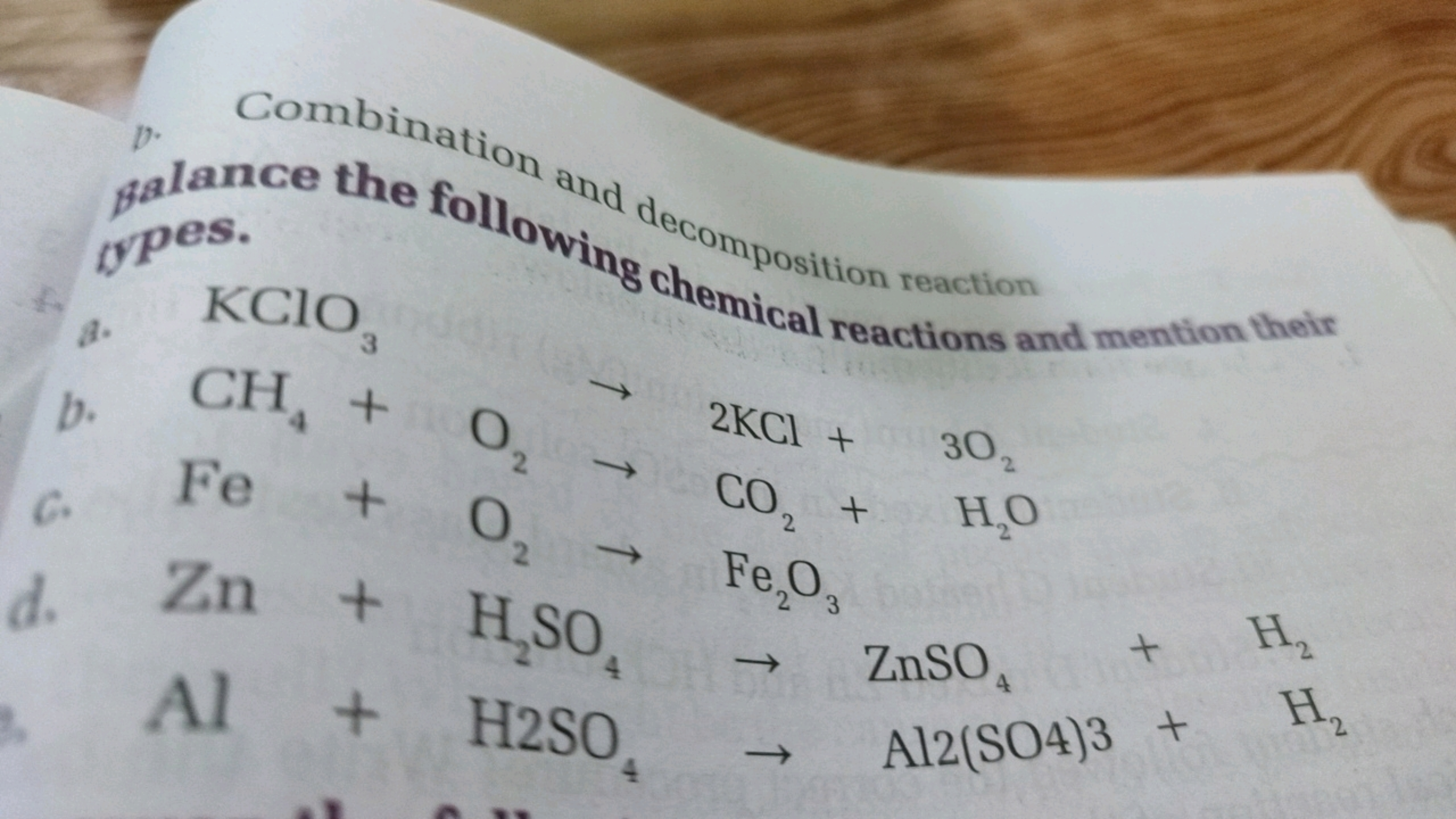 p. Combination
palance the foll and
apes.
a. KClO3​
alalance the foll
