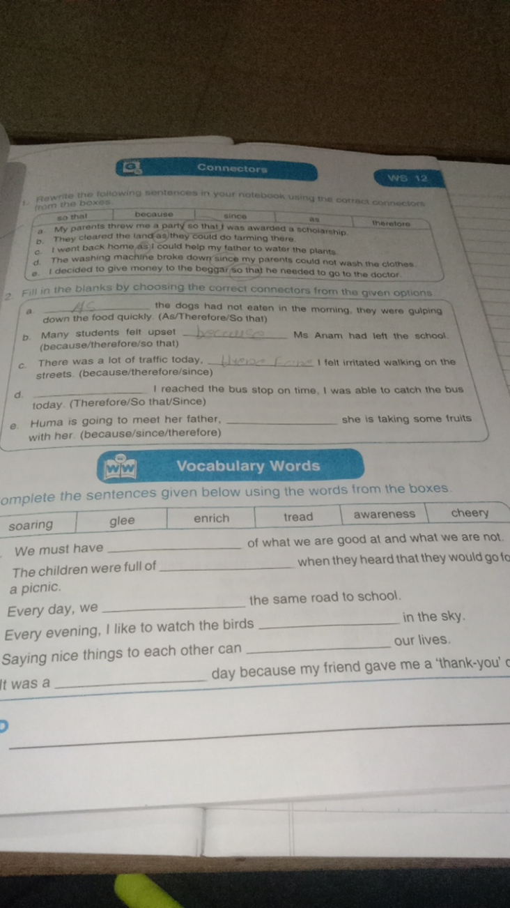 Connectors
WB 12
(1. Rewrite the following enter oe se in gout noteboo