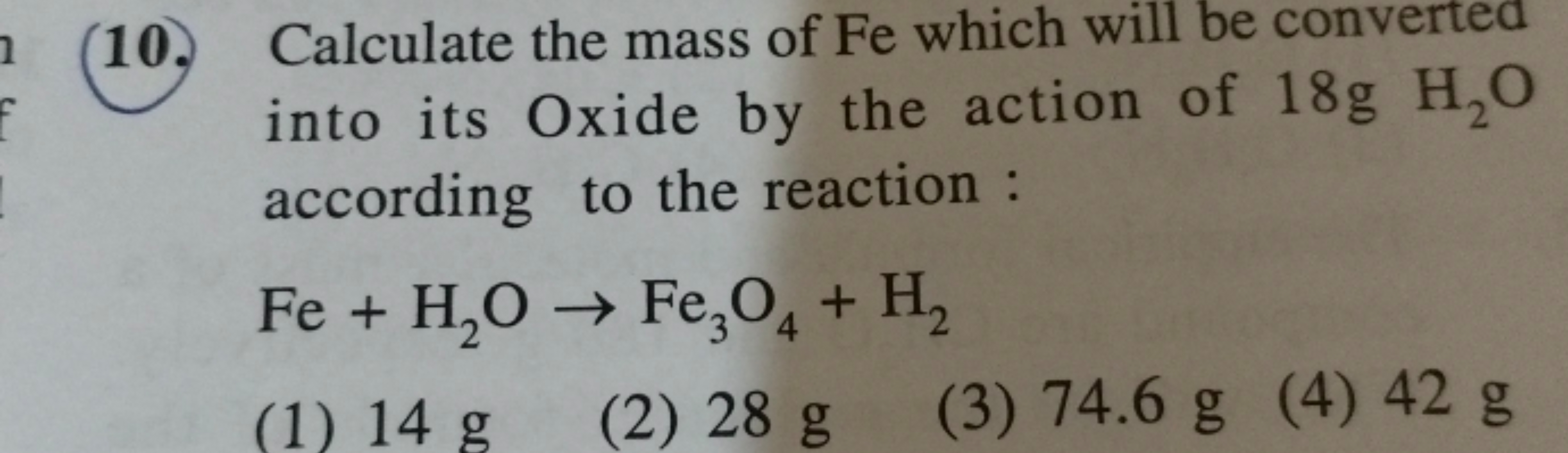 (10.) Calculate the mass of Fe which will be converted into its Oxide 