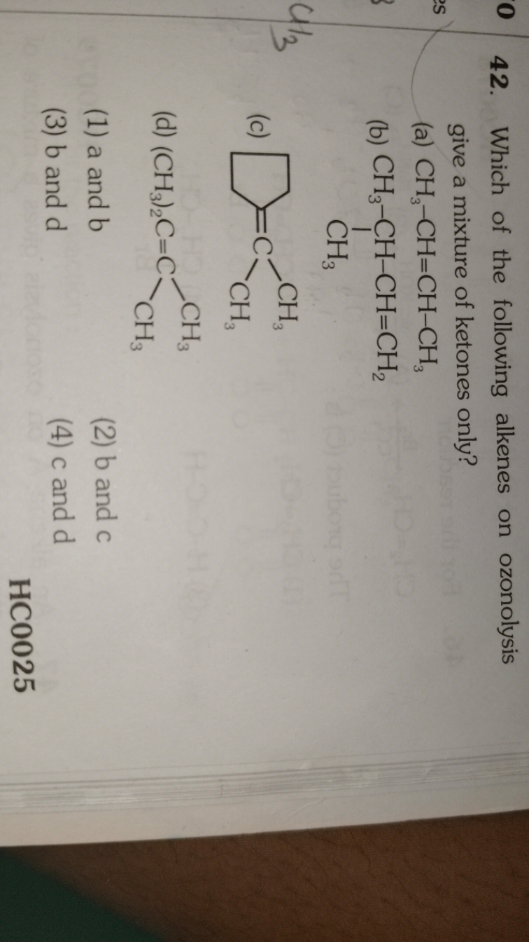 Which of the following alkenes on ozonolysis give a mixture of ketones