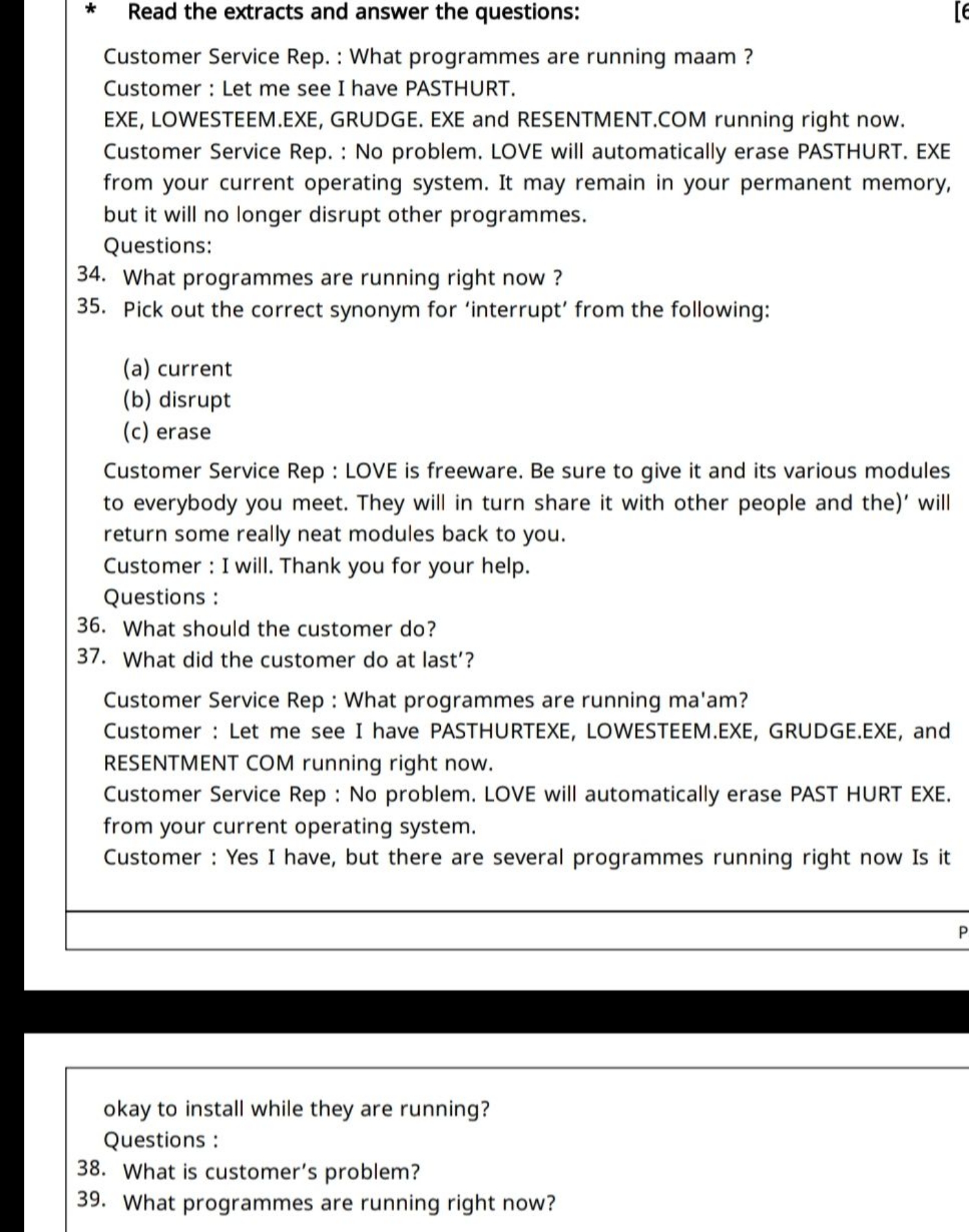 * Read the extracts and answer the questions:

Customer Service Rep. :