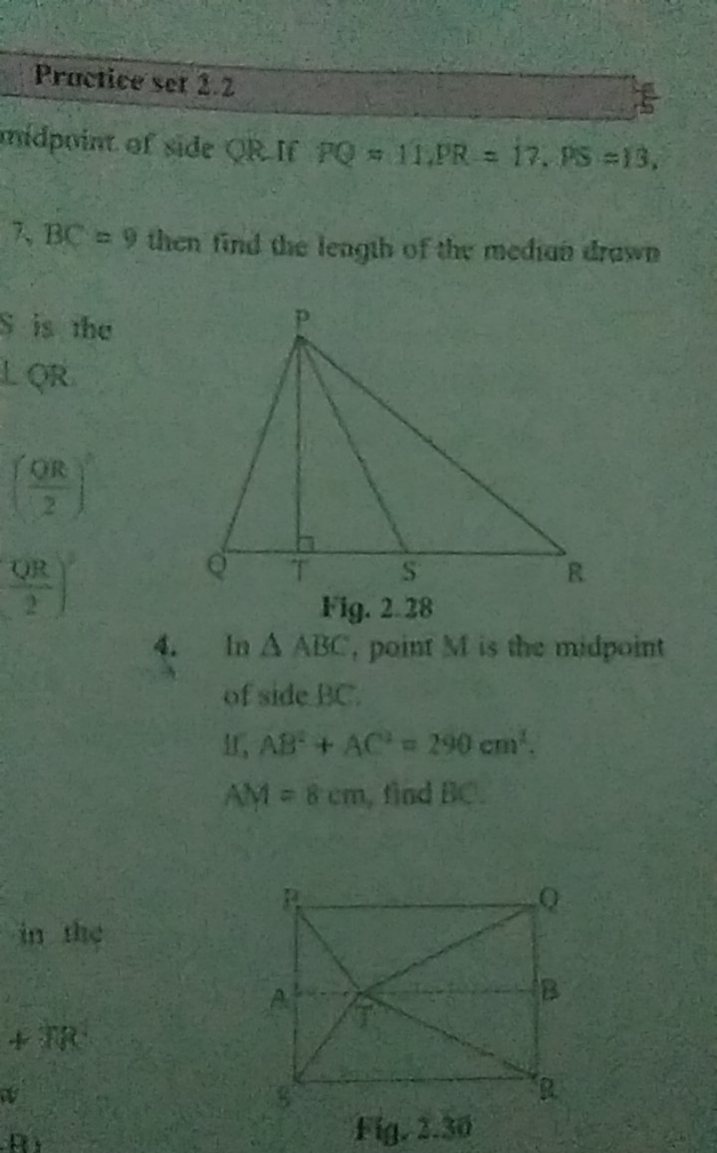 Practice ser 2.2 51​
midpoint of vide Q If PQ=11,PR=17. PS =13,
7, BC=