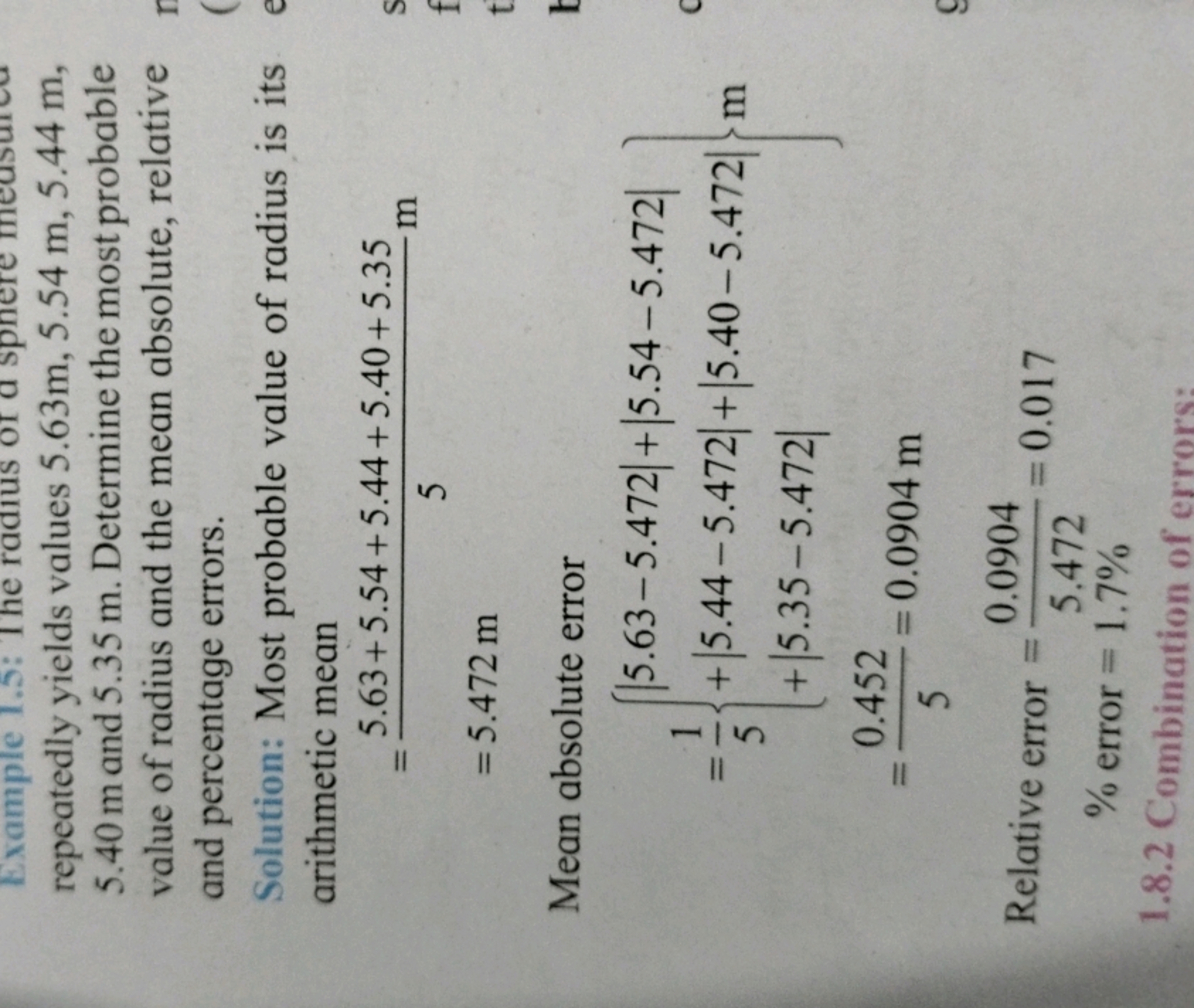 repeatedly yields values 5.63 m,5.54 m,5.44 m, 5.40 m and 5.35 m . Det