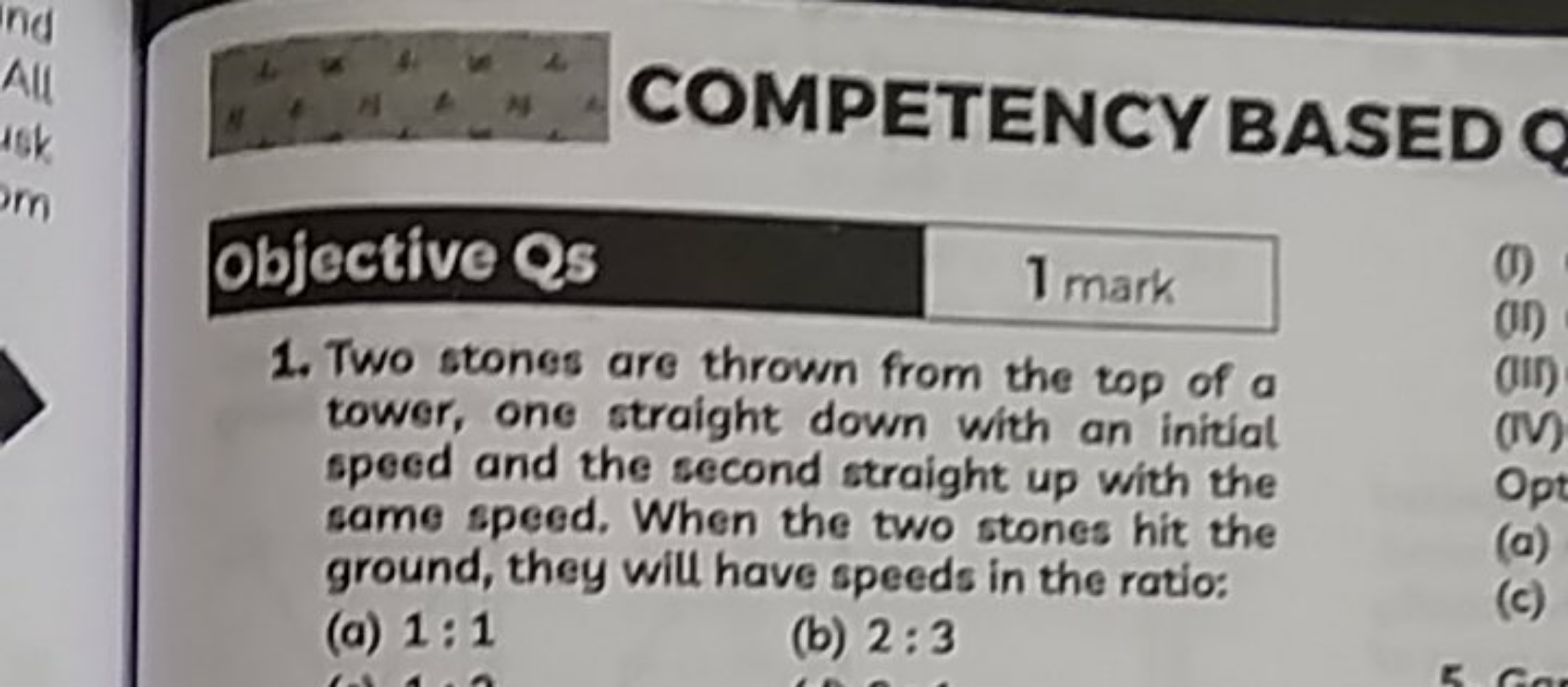 COMPETENCY BASED Q
objective Qs
1 mark
(J)
(II)
(III)
(IV)
Opt
(a)
(a)