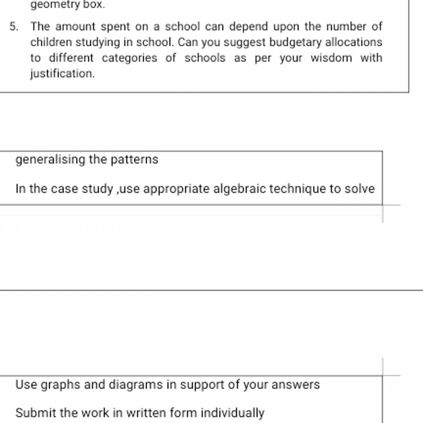 geometry box.
5. The amount spent on a school can depend upon the numb
