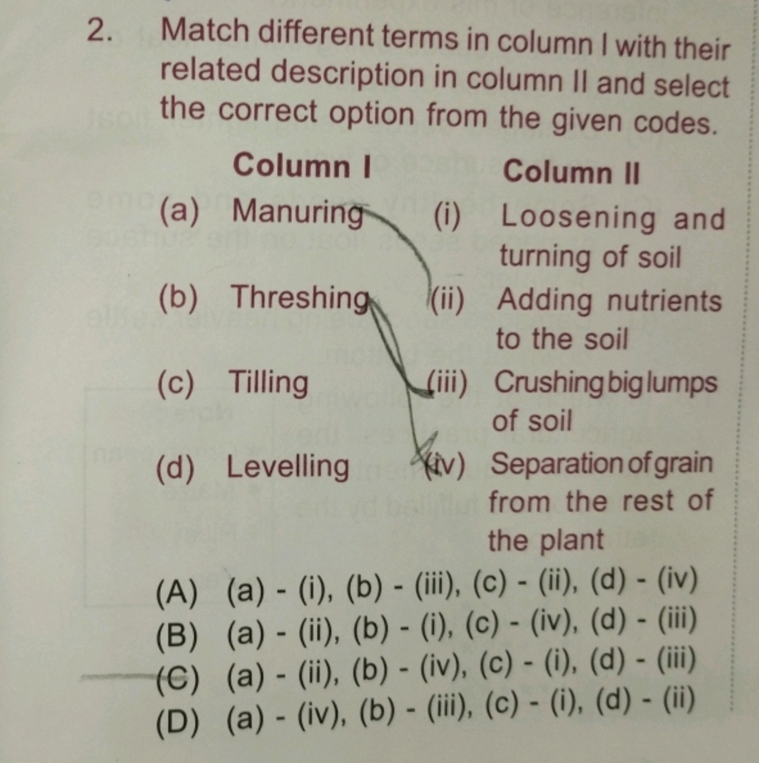 2. Match different terms in column I with their related description in