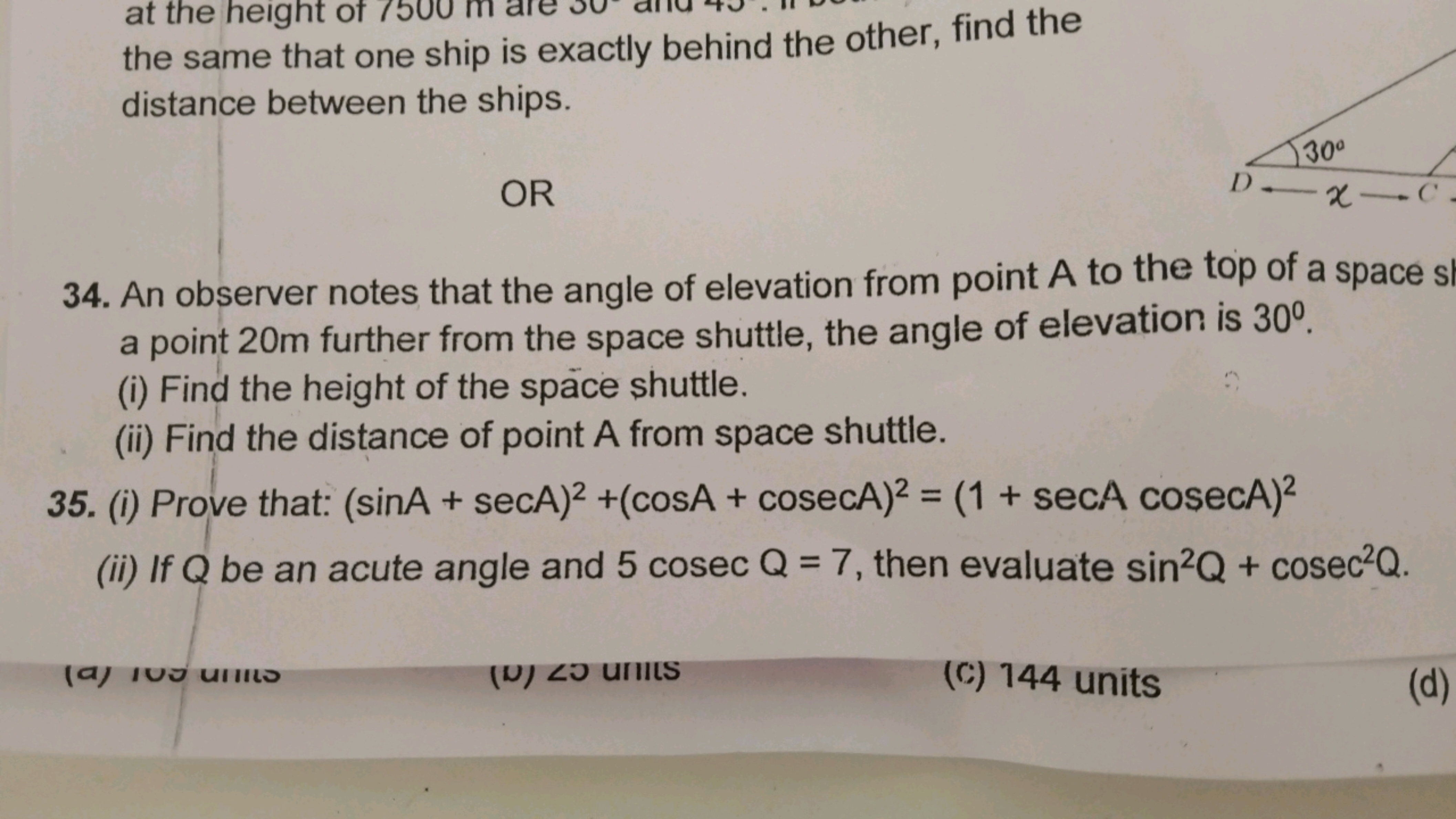 the same that one ship is exactly behind the other, find the distance 