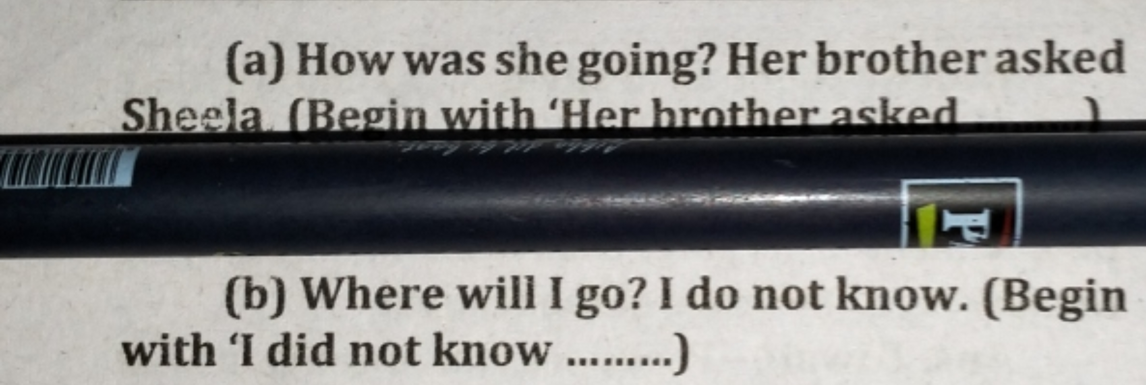 (a) How was she going? Her brother asked Sheela (Begin with 'Her hroth