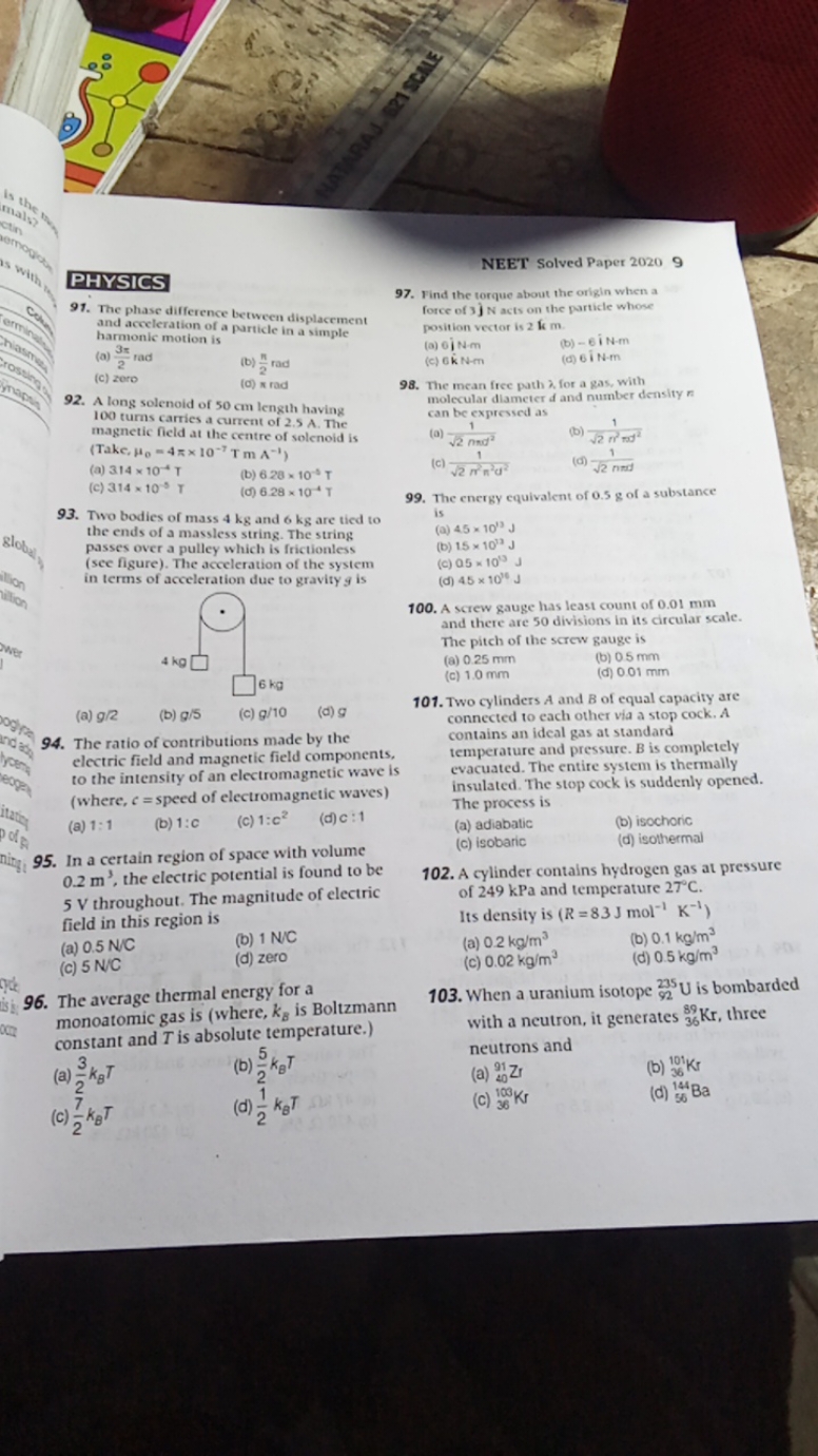 NEET Solved Paper 20209

PHYSICS
97. The phase difference between disp