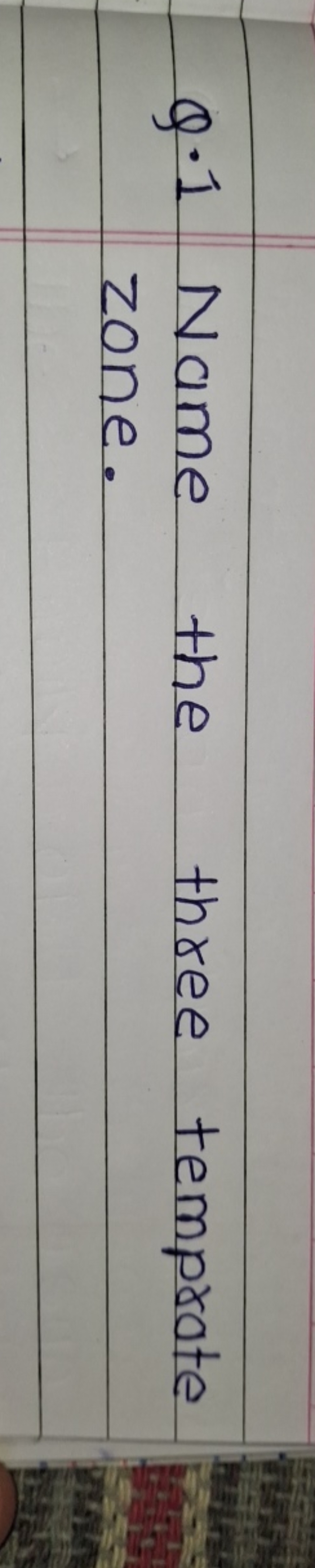 Q. 1 Name the three temprate zone.