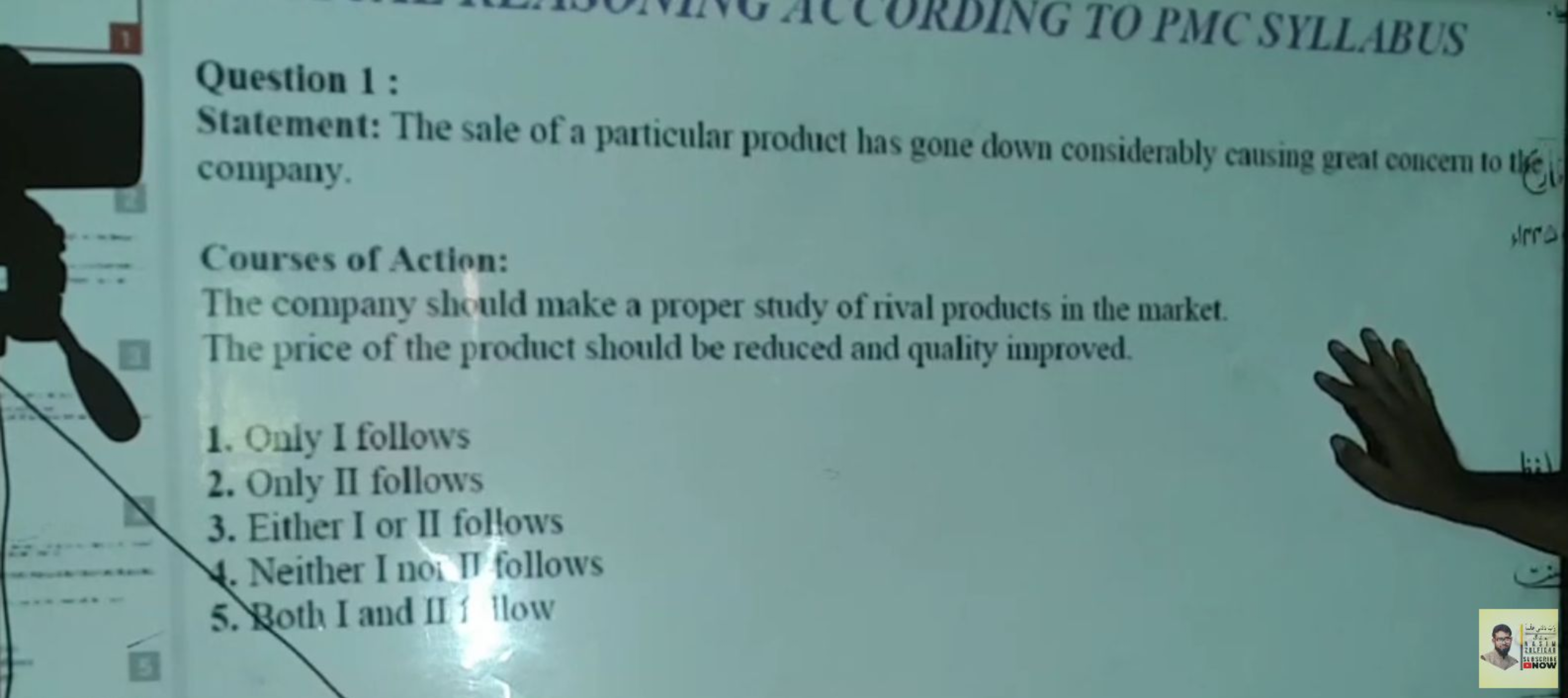 5
ING TO PMC SYLLABUS
Question 1:
Statement: The sale of a particular 