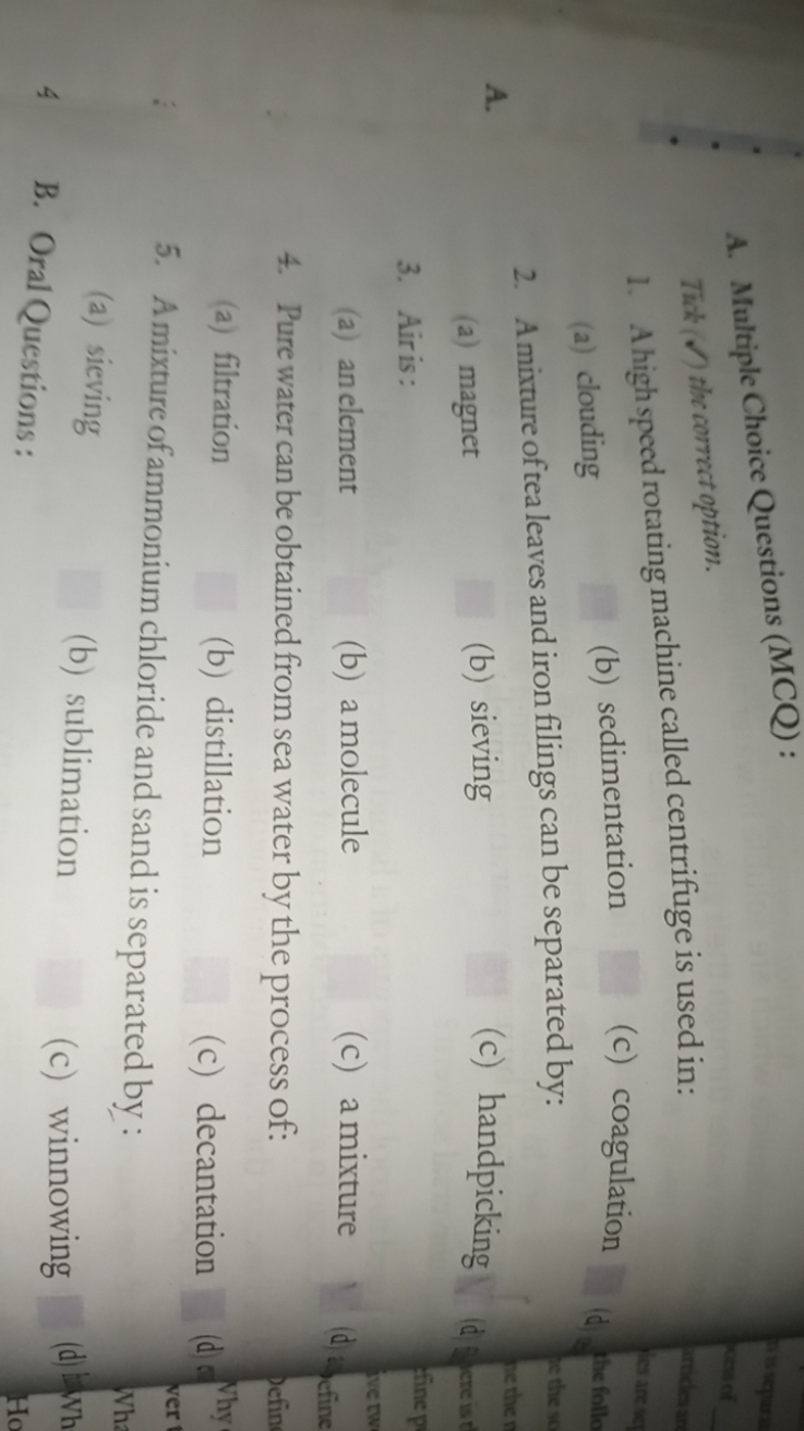 A. Multiple Choice Questions (MCQ) :

Thk (N) the correctoption.
1. A 