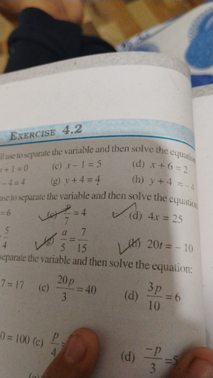 EXERCISE 4.2
Il use to separate the variable and then solve the equati