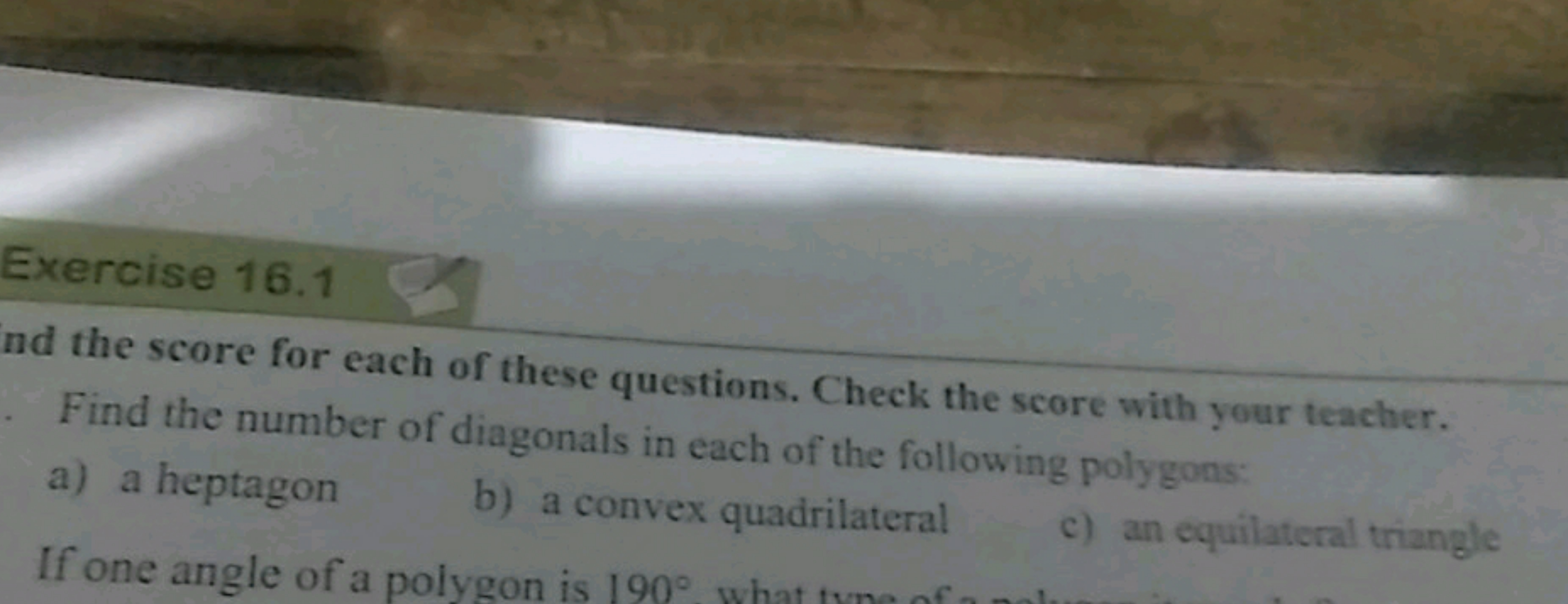 Exercise 16.1
nd the score for each of these questions. Check the scor