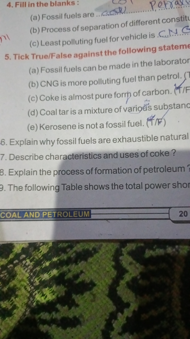 4. Fill in the blanks:
(a) Fossil fuels are  Pet to
¡\
(b) Process of 