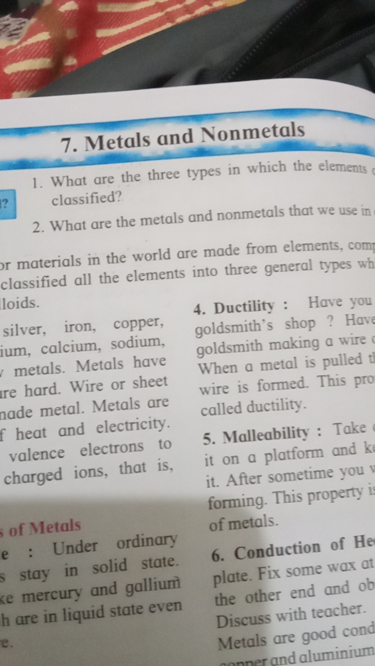 7. Metals and Nonmetals
1. What are the three types in which the eleme