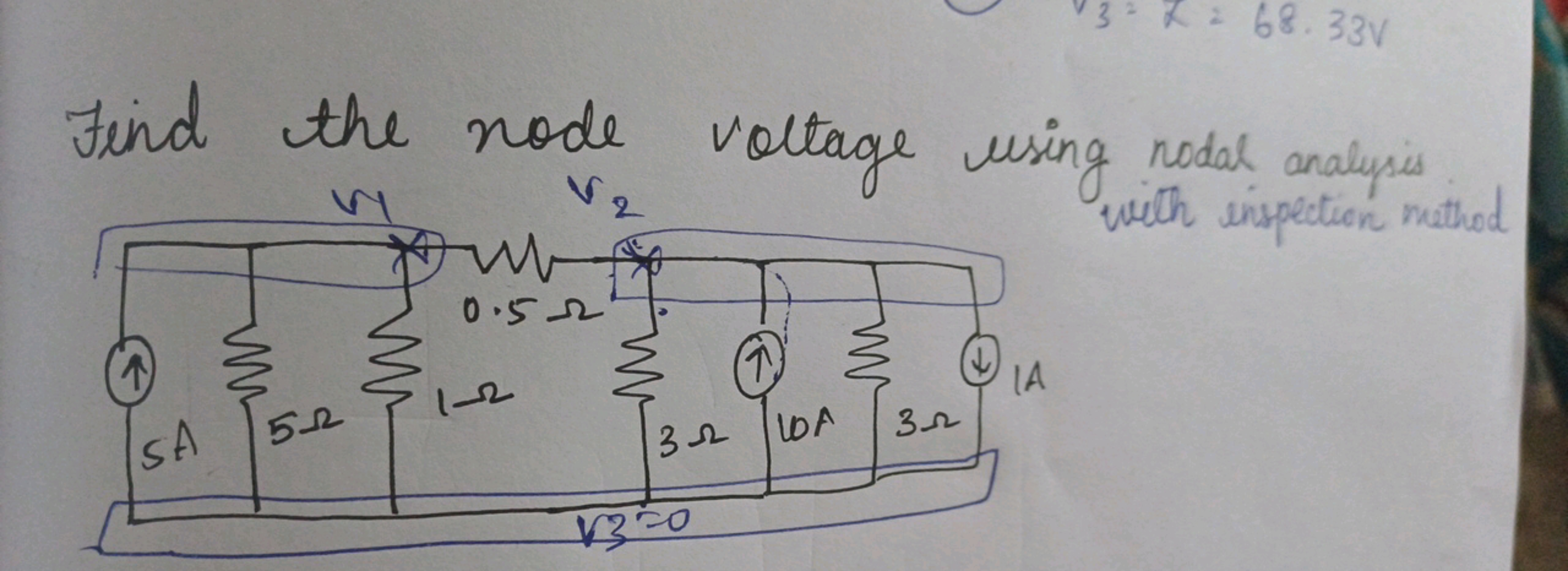 3
Z= 68.33V
Find the node voltage using nodal analysis
S
ww
√2
with in