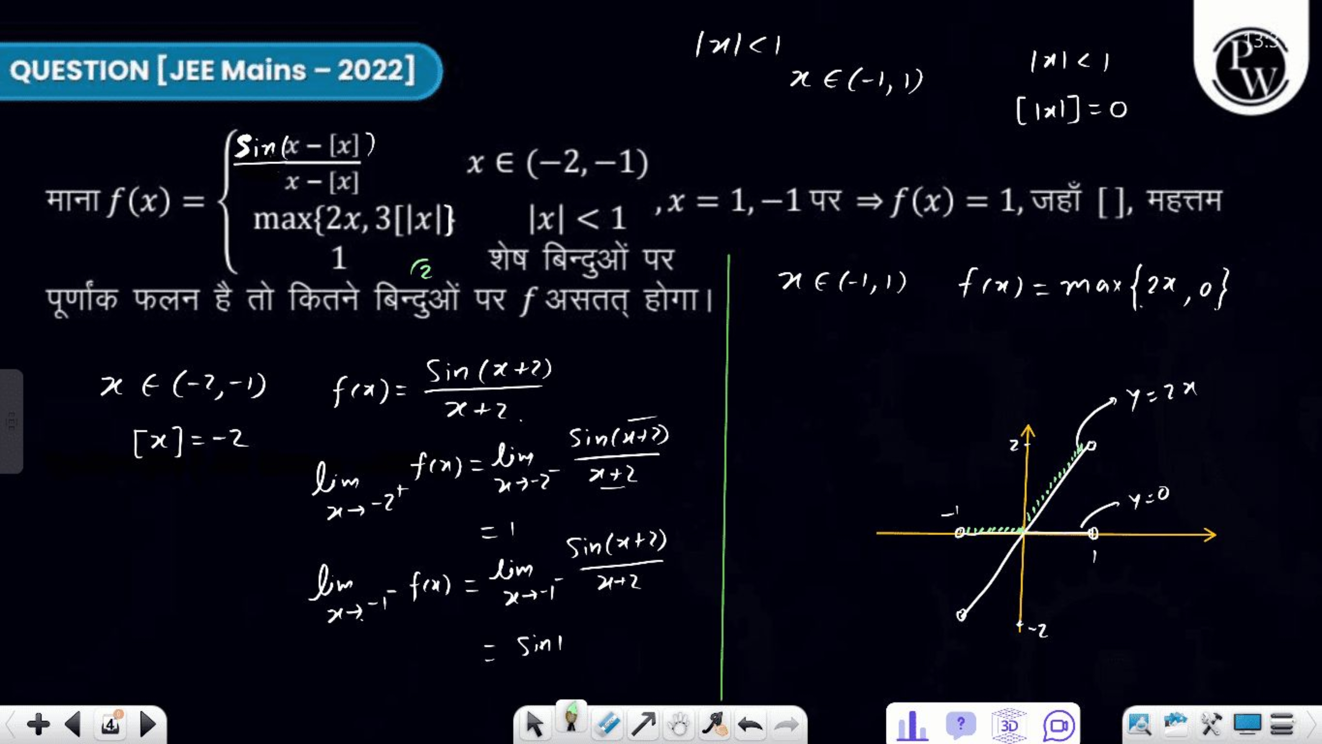 QUESTION [JEE Mains - 2022]
∣x∣<1
x∈(−1,1)
∣x∣<1
Ps
W
माना f(x)=⎩⎨⎧​x−