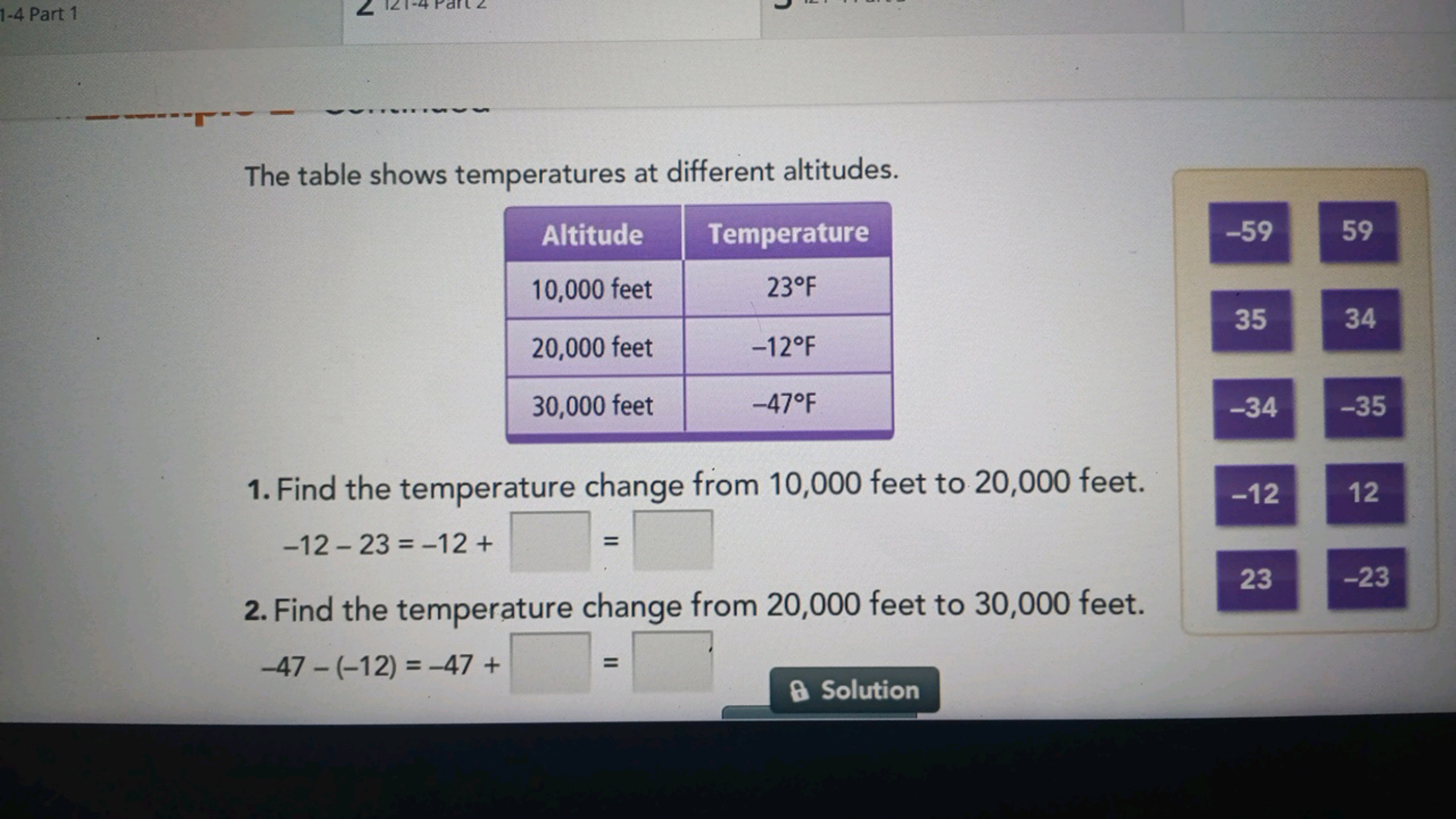 1-4 Part 1
121-4 Patl 2

The table shows temperatures at different alt