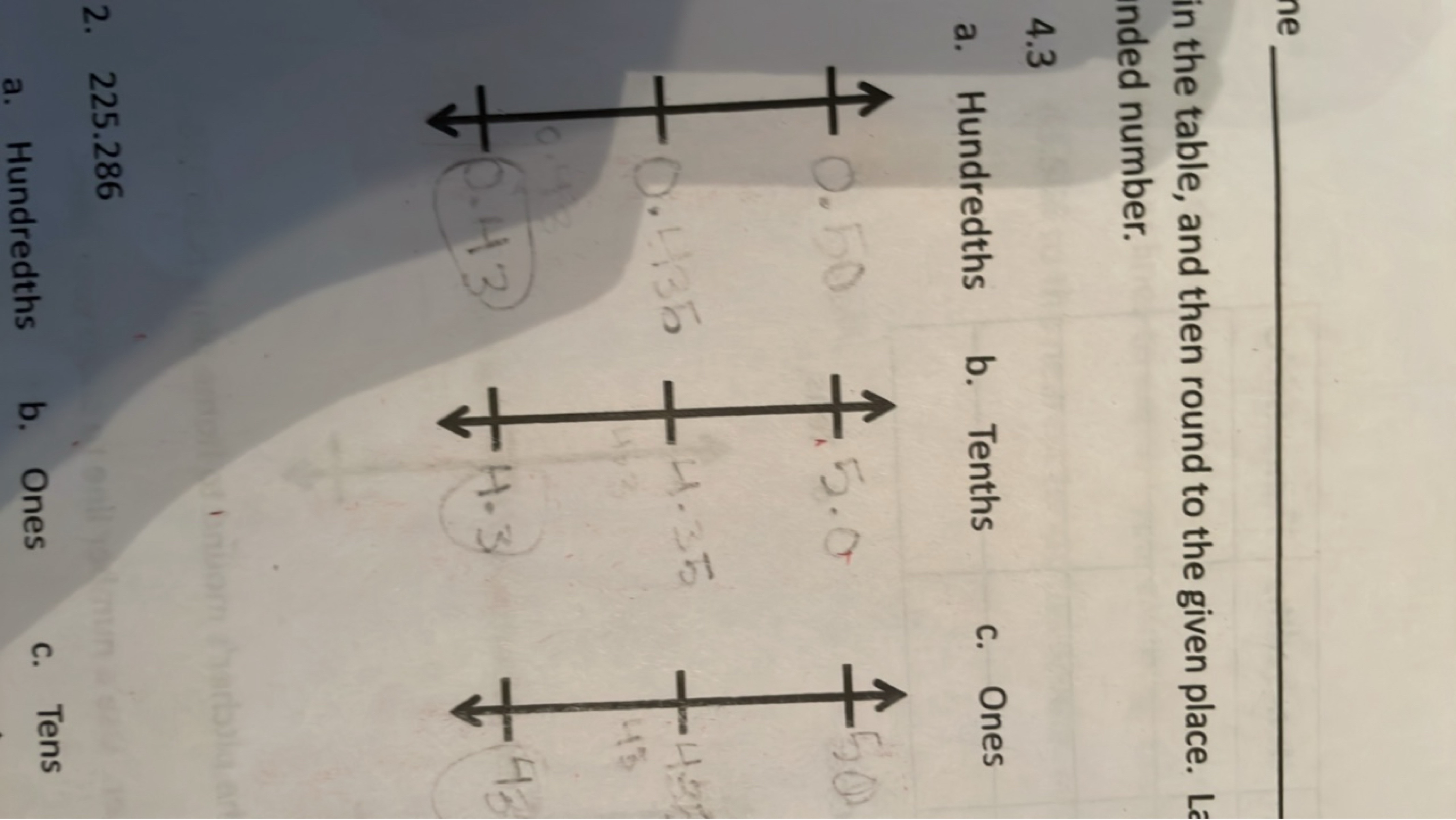 ne 
in the table, and then round to the given place.
Li
ended number.
