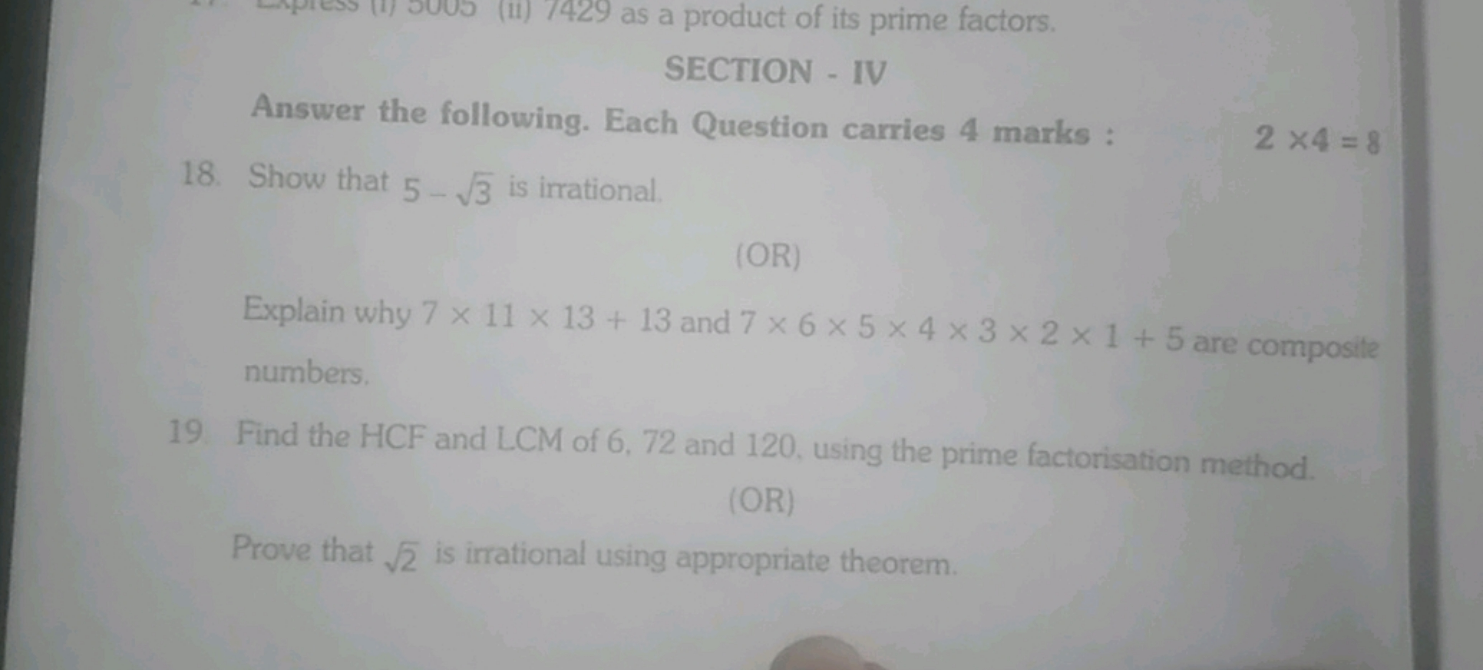 SECTION - IV

Answer the following. Each Question carries 4 marks :
2×