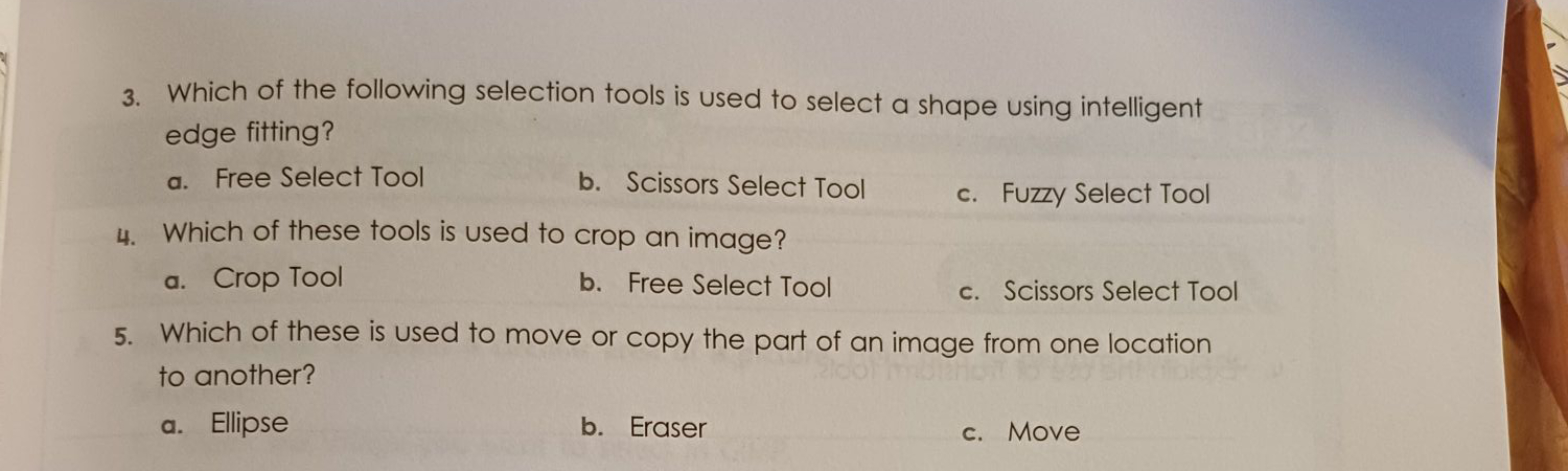 3. Which of the following selection tools is used to select a shape us