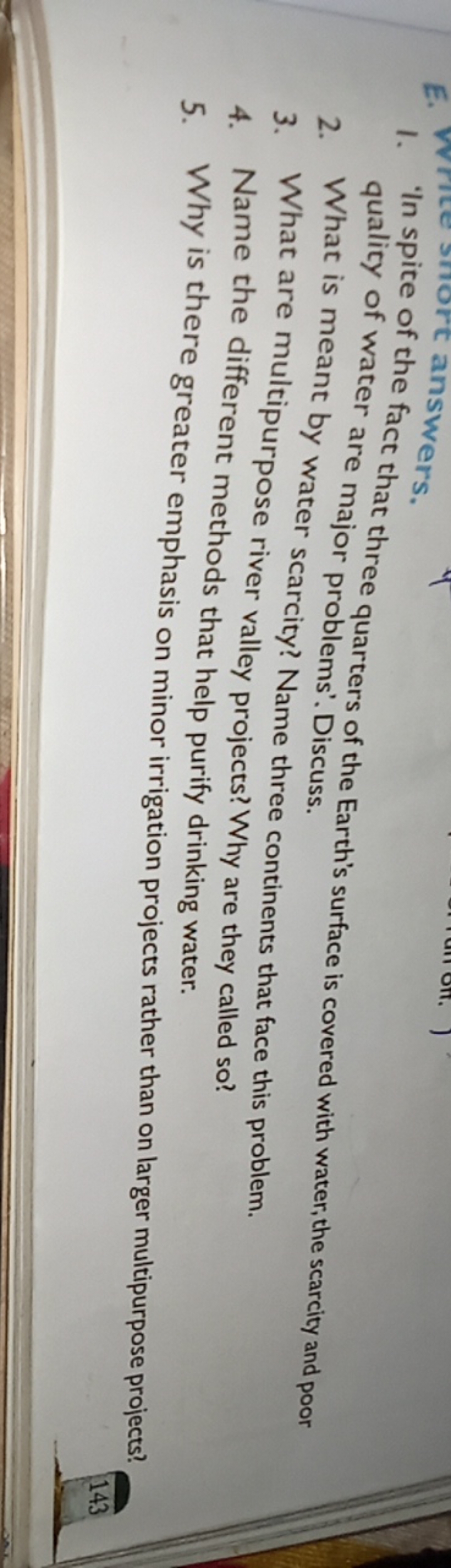 1. 'In spite of the fact that three quarters of the Earth's surface is