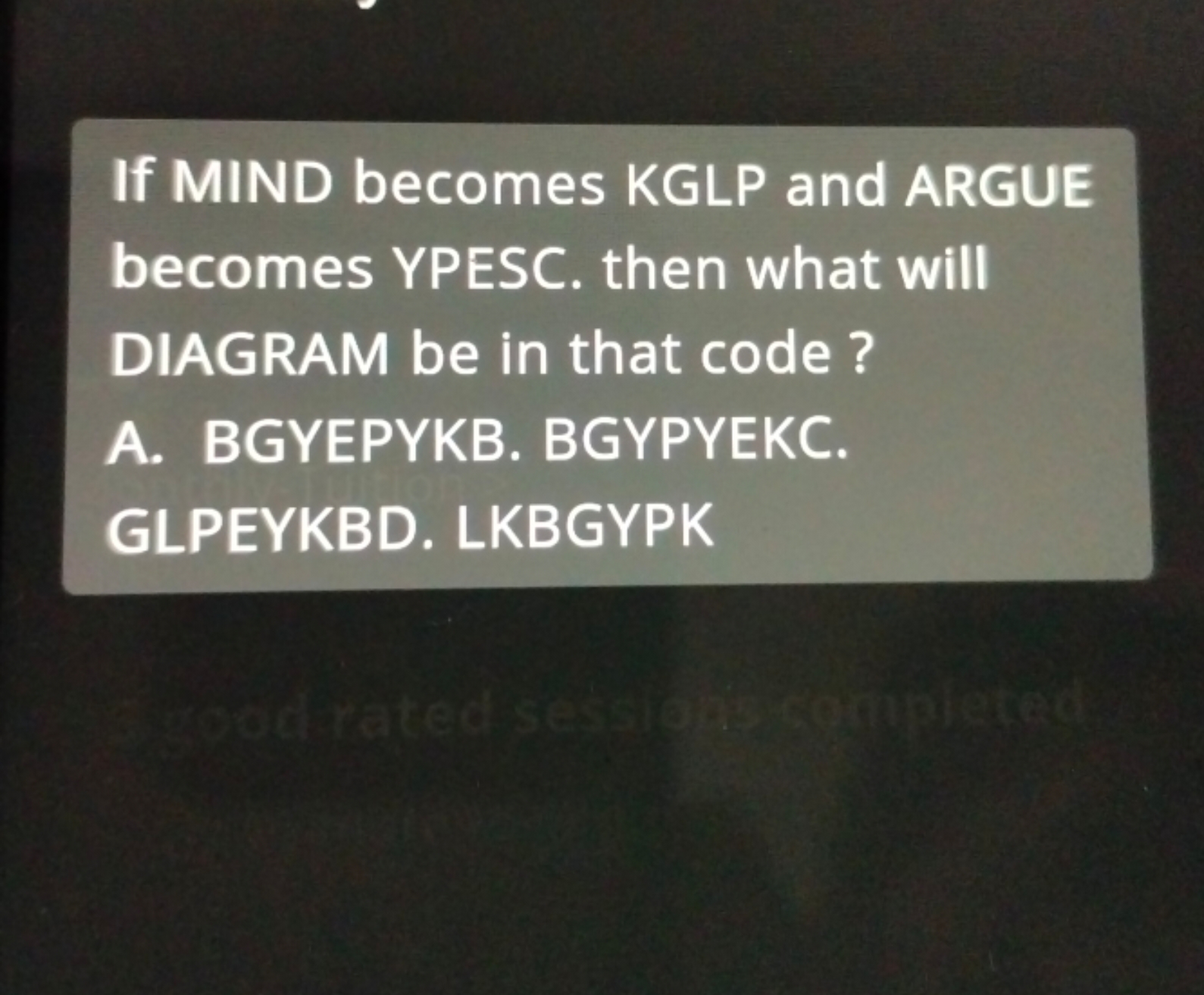 If MIND becomes KGLP and ARGUE becomes YPESC. then what will DIAGRAM b