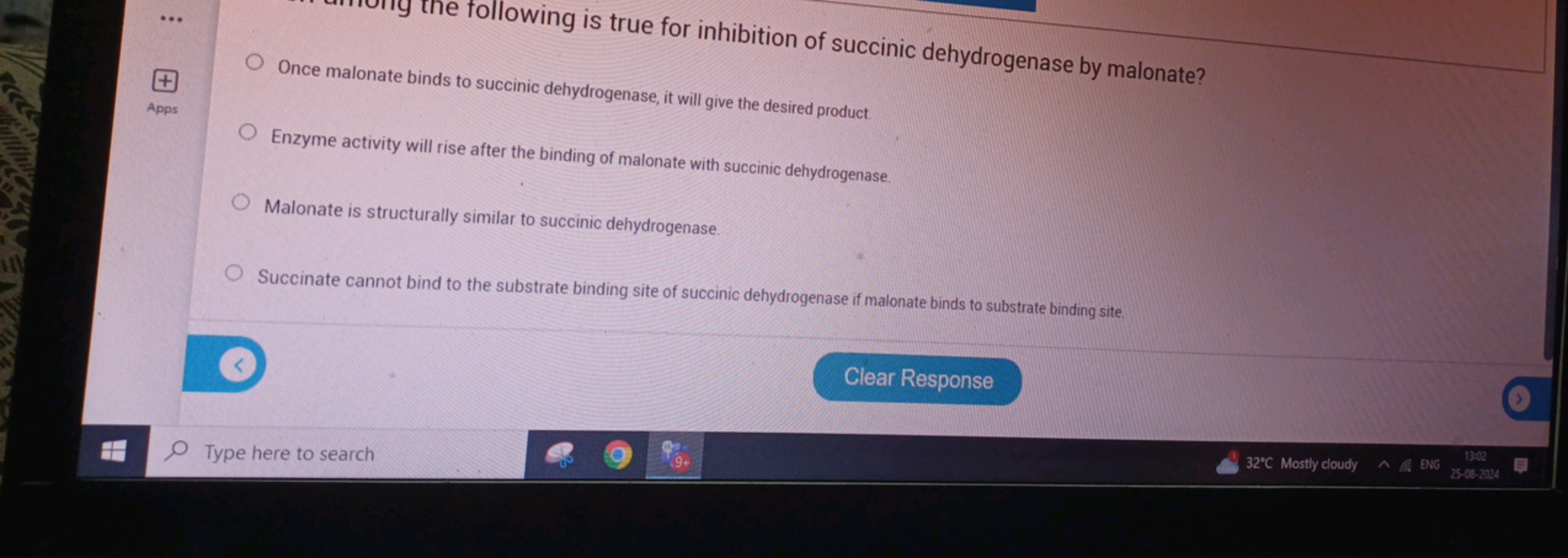 
tollowing is true for inhibition of succinic dehydrogenase by malonat