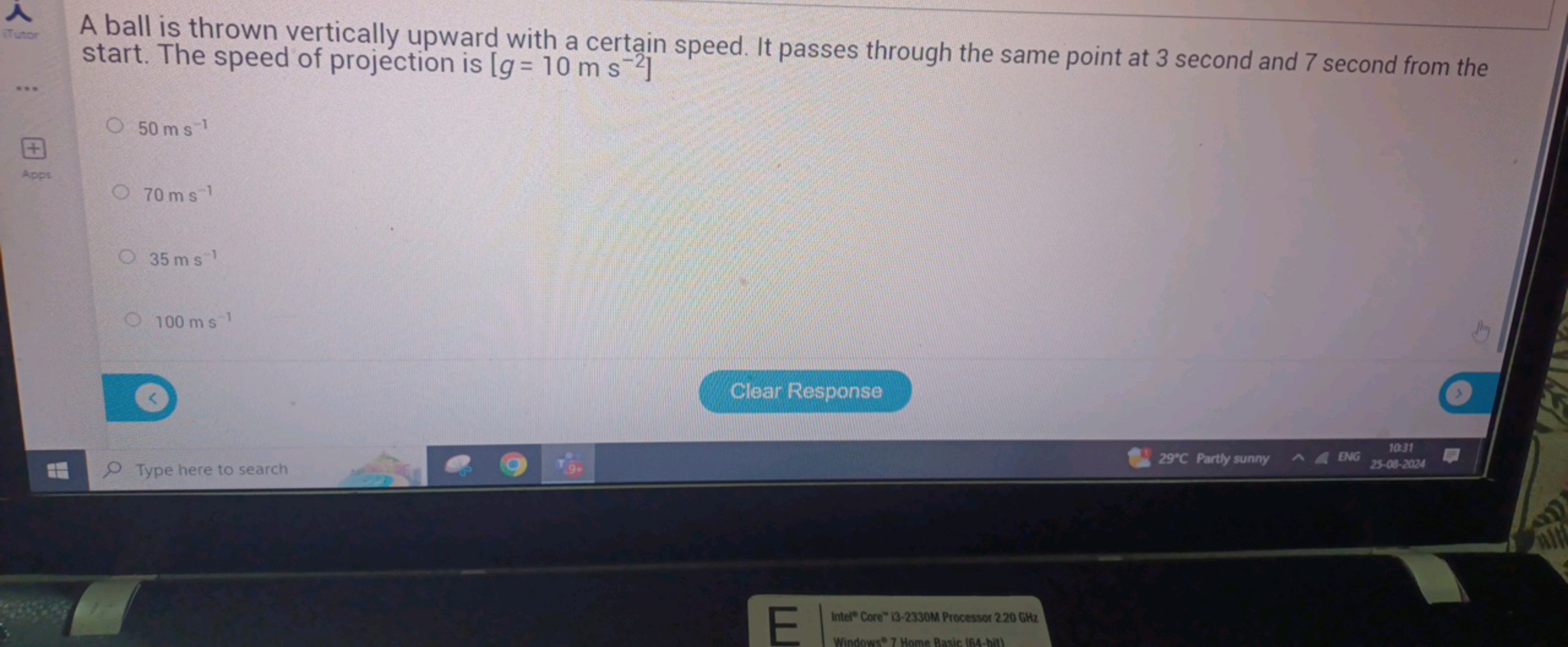 A ball is thrown vertically upward with a certain speed. It passes thr