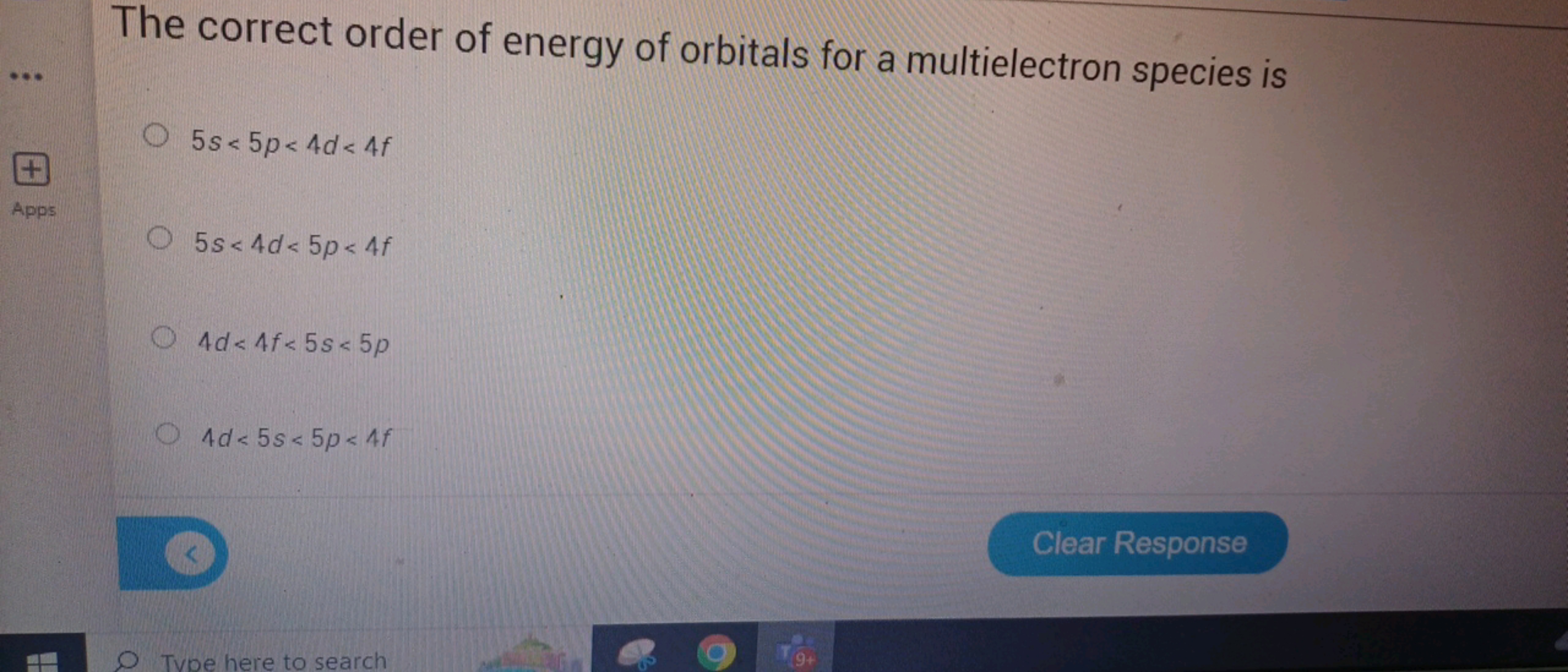 The correct order of energy of orbitals for a multielectron species is