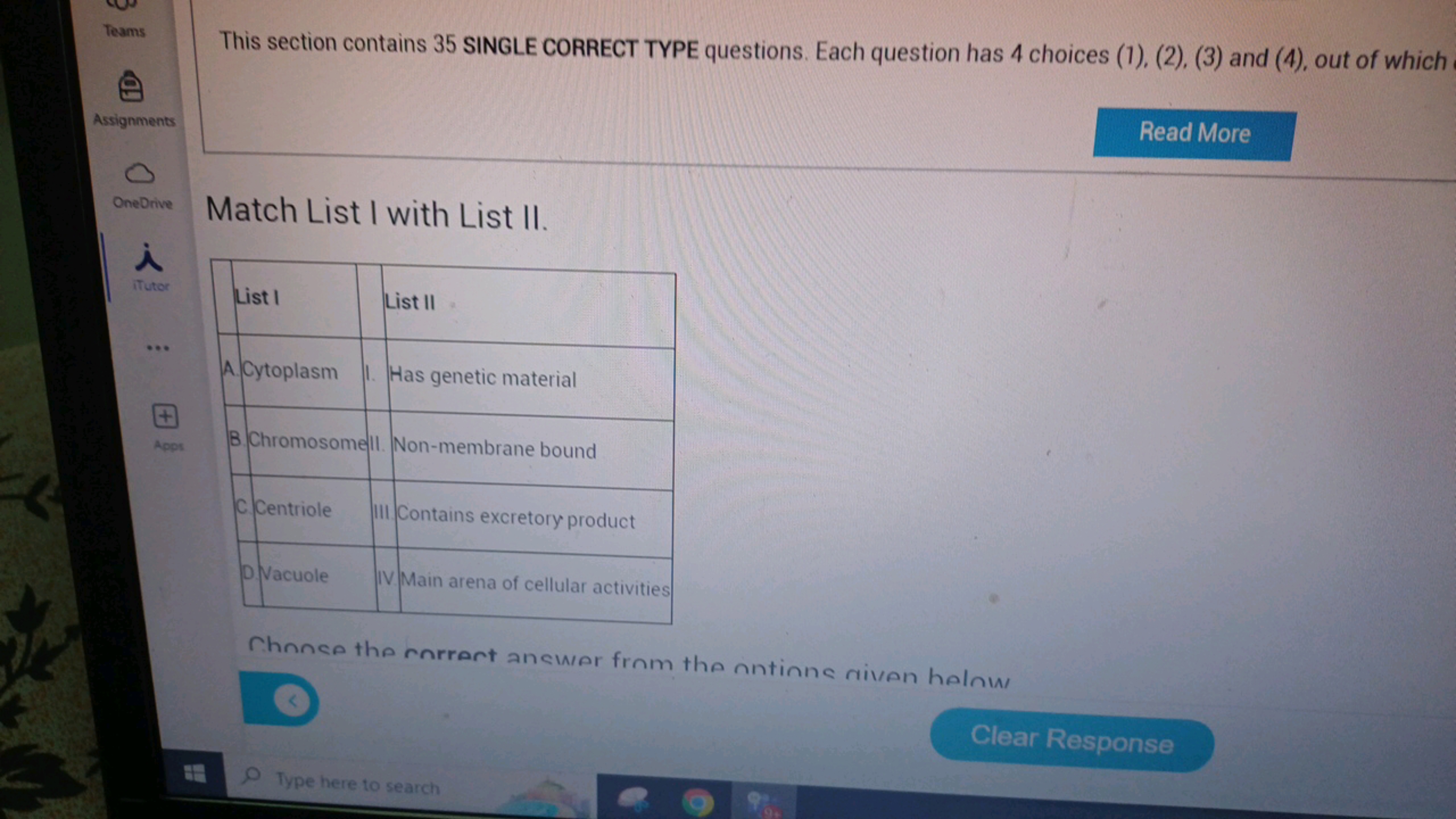 This section contains 35 SINGLE CORRECT TYPE questions. Each question 