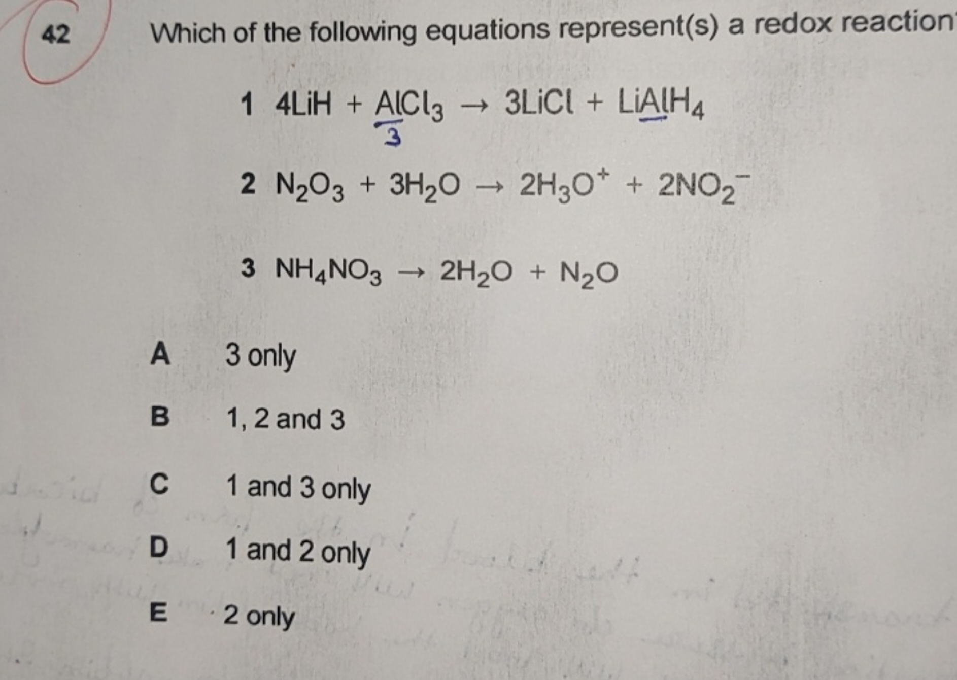 42 Which of the following equations represent(s) a redox reaction
2 N2