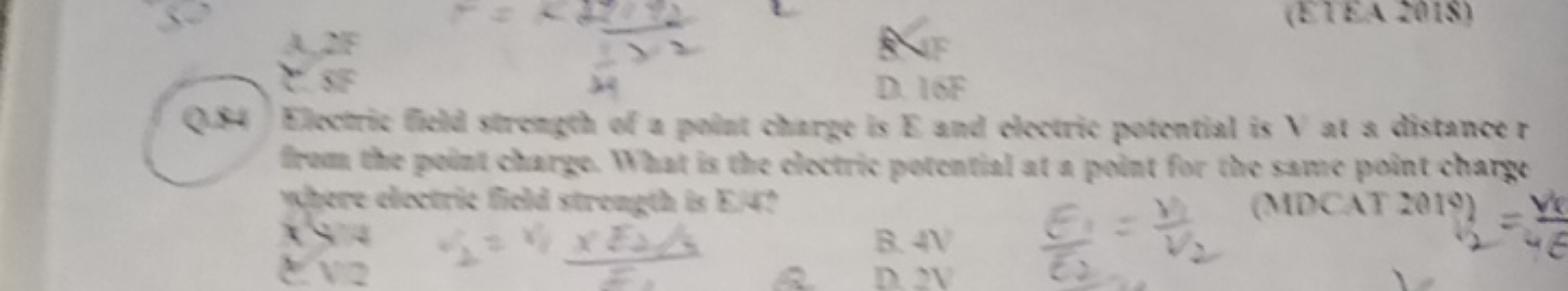 4,2F
SIF
3
D. 16F
(ETEA 2018)
QS4 Electric field strength of a point c