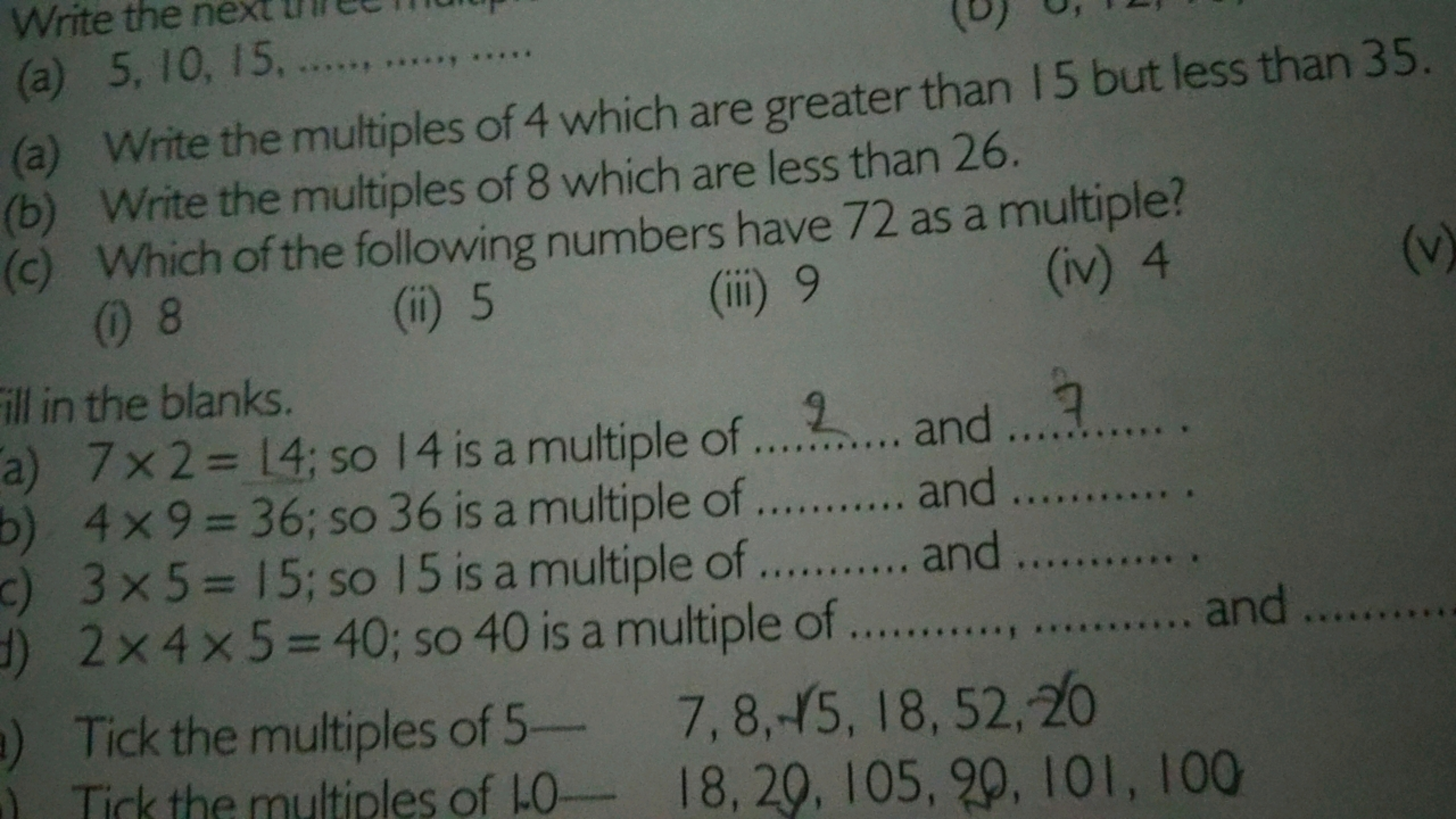 (a) Write the multiples of 4 which are greater than 15 but less than 3