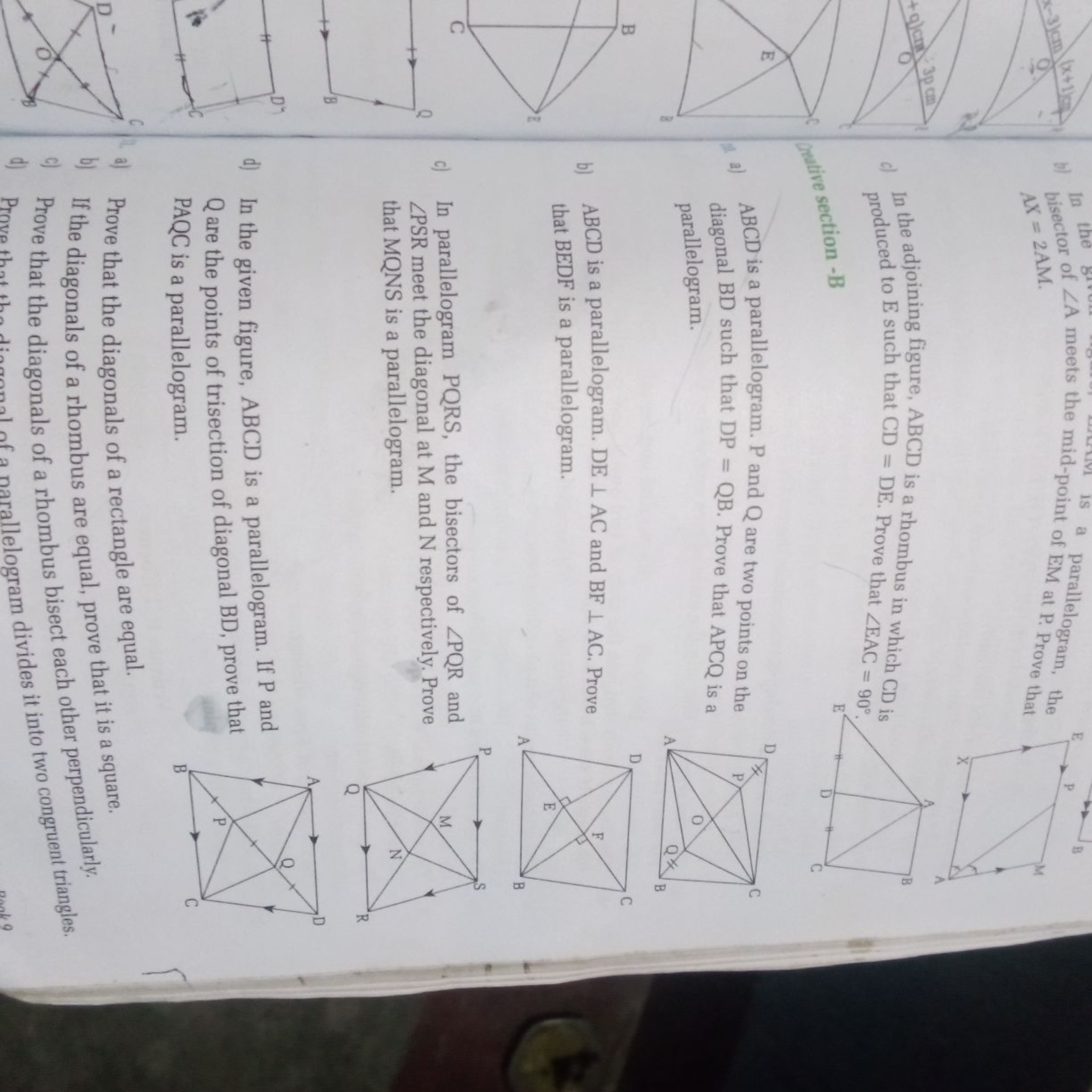 b) pisector of ∠A meets the mid-pois a parallelogram, the AX=2AM.
c) I