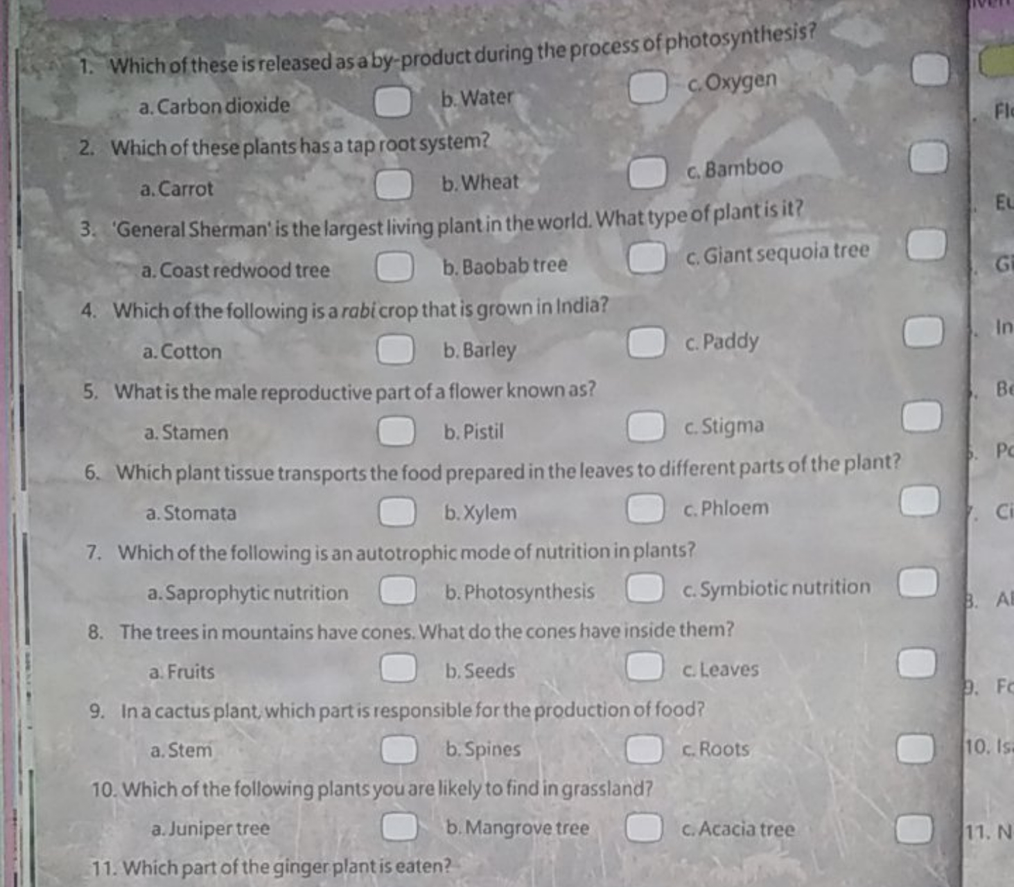 1. Which of these is released as a by-product during the process of ph