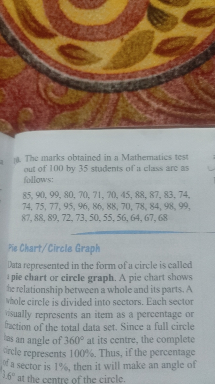 10. The marks obtained in a Mathematics test out of 100 by 35 students