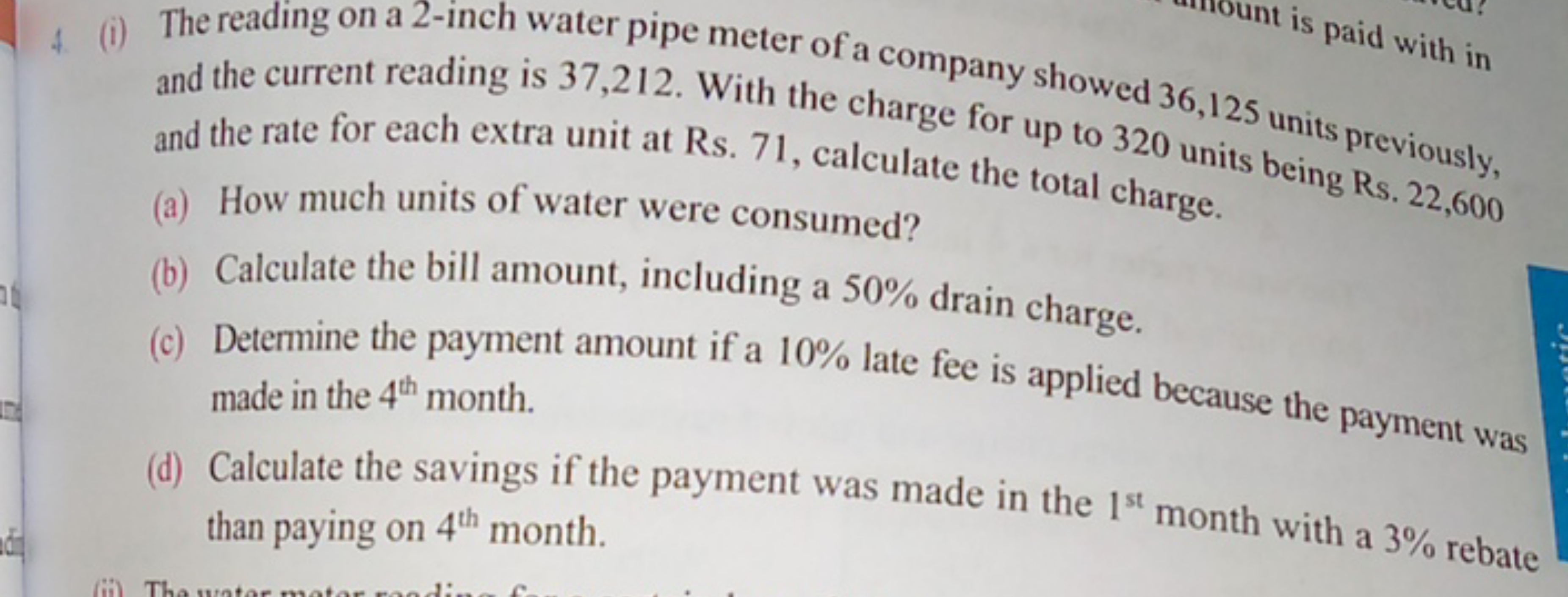 and the rate for each extra unit at Rs. 71 , calculate the total to 32