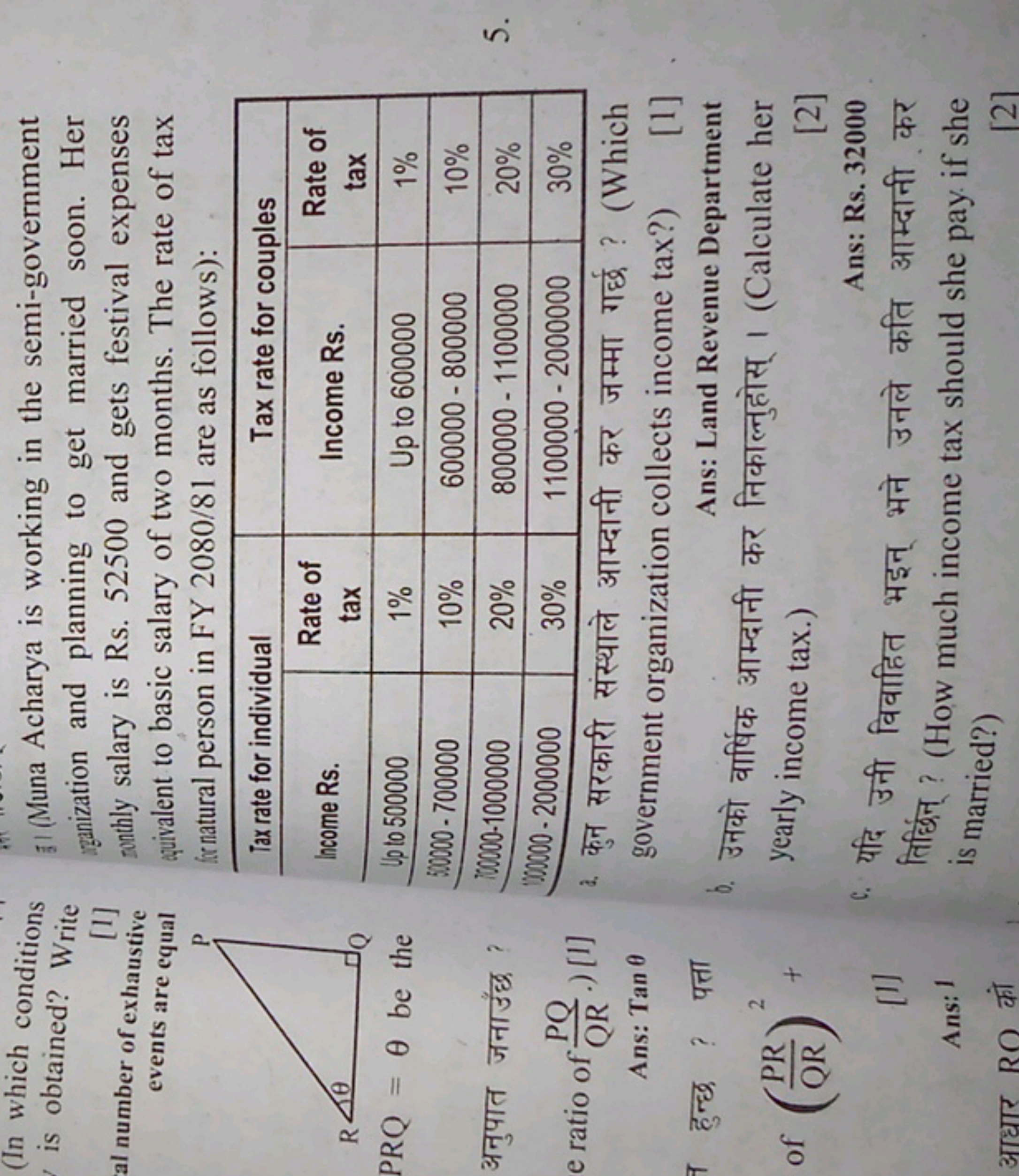 (In which conditions is obtained? Write
[1]
al number of exhaustive ev