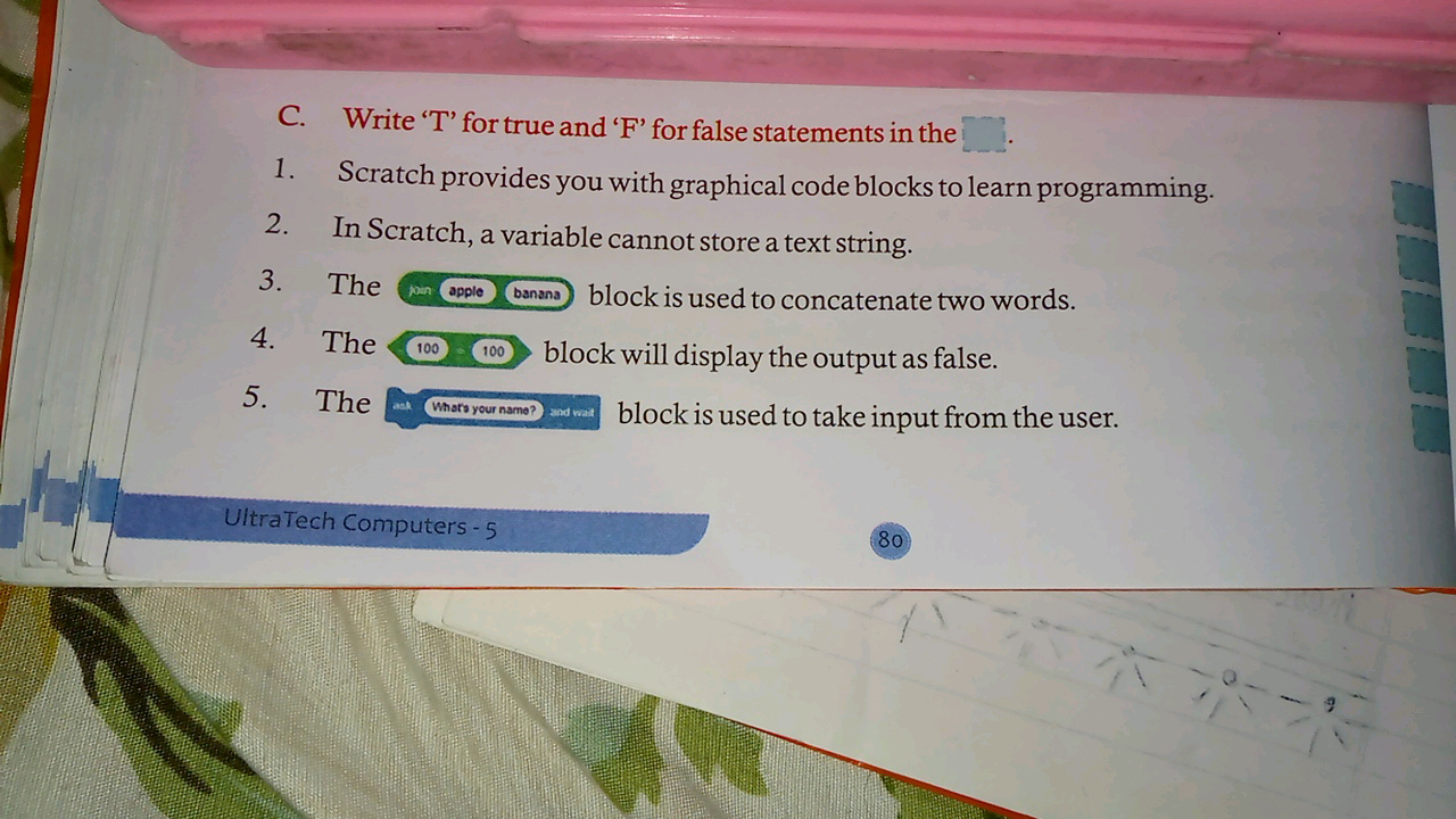 C. Write ' T ' for true and ' F ' for false statements in the □
1. Scr