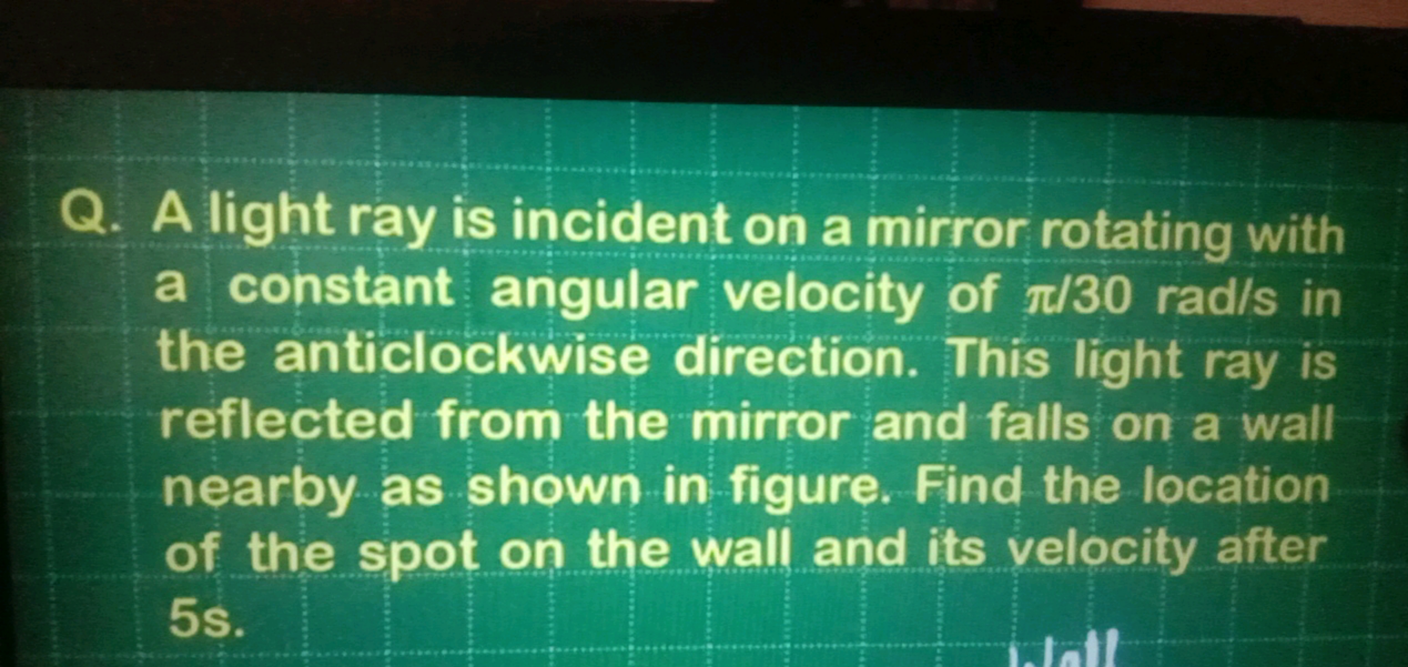 Q. A light ray is incident on a mirror rotating with a constant angula